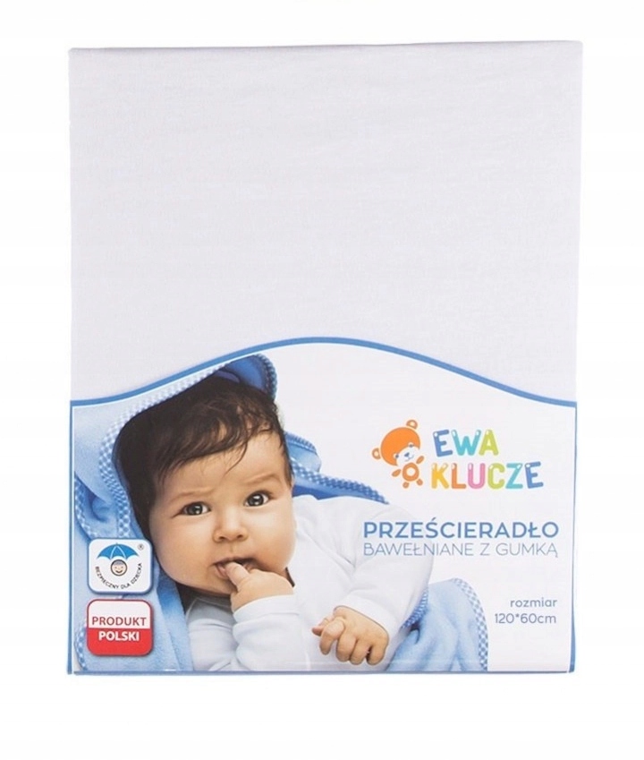 

Prześcieradło bawełniane z gumką 120x60 Białe