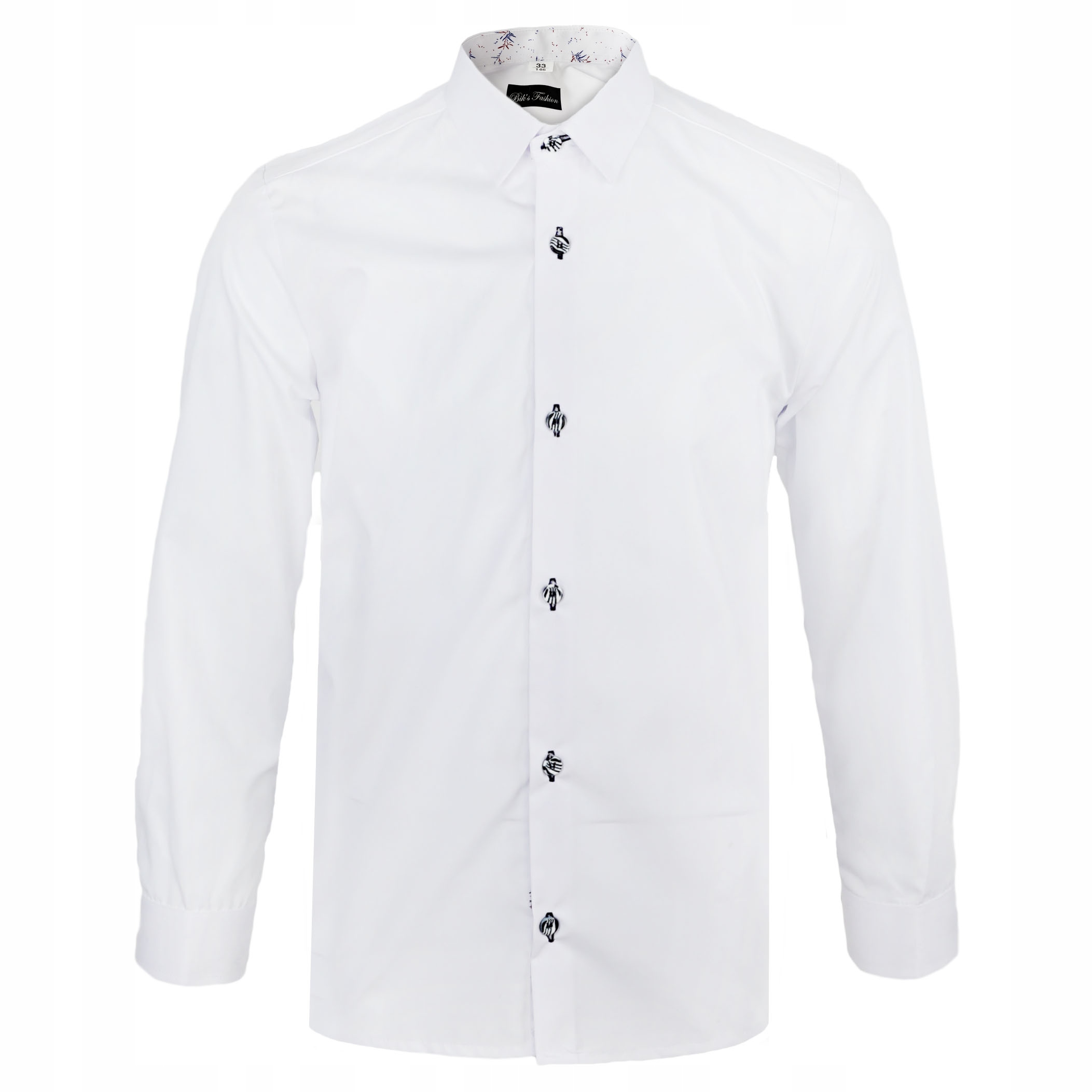 Chłopięca koszula elegancka długi rękaw kołnierz w igiełki Biks PL 128