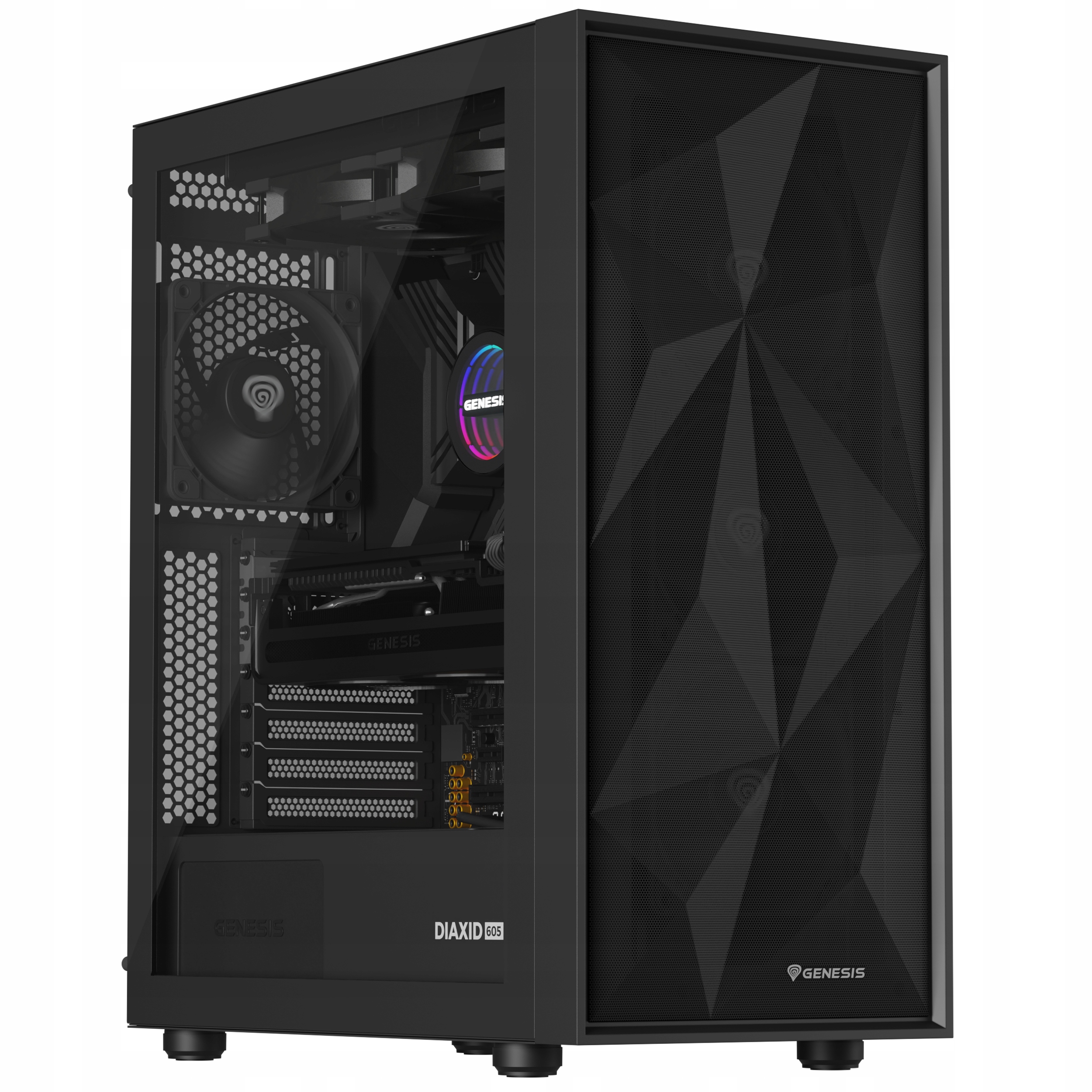 Obudowa Pc komputerowa Mesh Genesis Diaxid 605F Midi Tower z oknem czarny