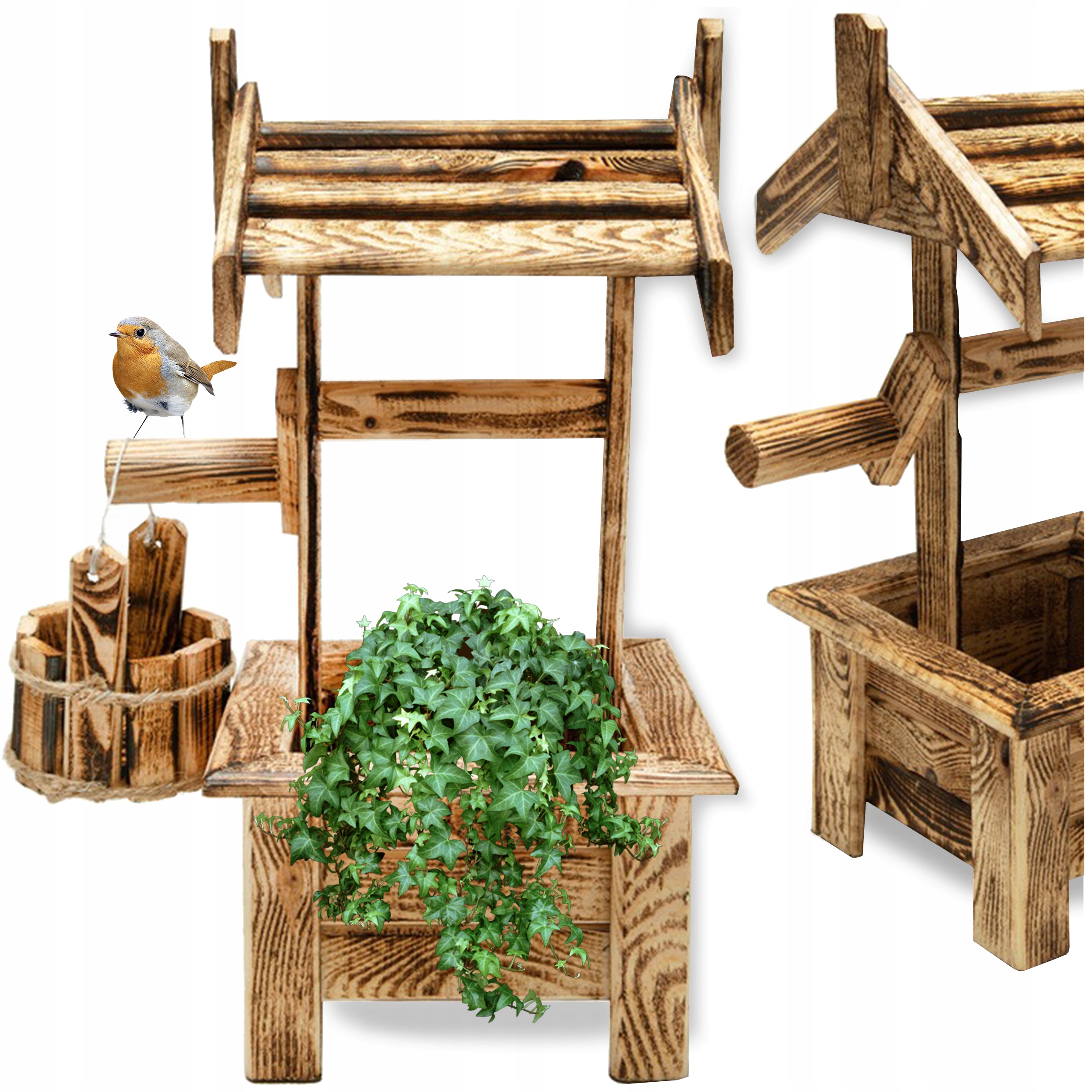 Kwietnik Ogrodowy Drewniany Dekoracja Ogrodów Studnia Ozdoba do Ogrodu