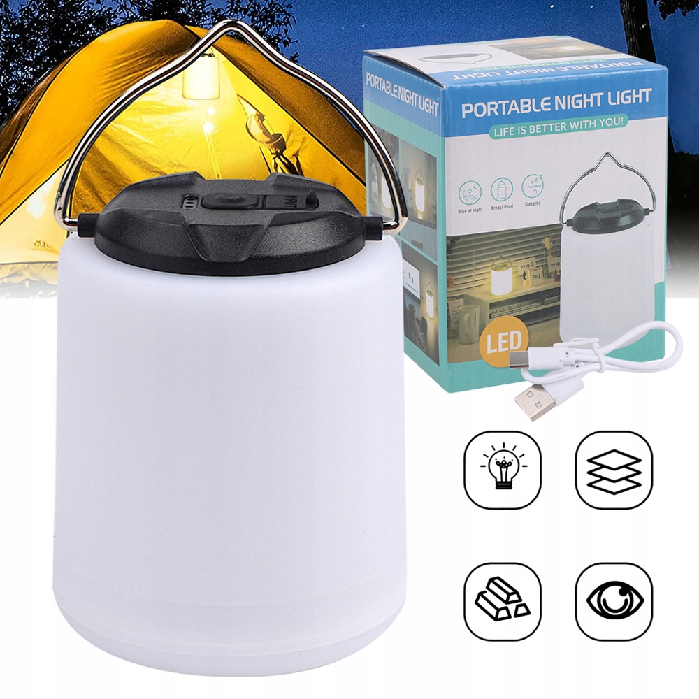 LAMPA KEMPINGOWA TURYSTYCZNA LATARNIA LED USB AKU Kolor dominujący biały