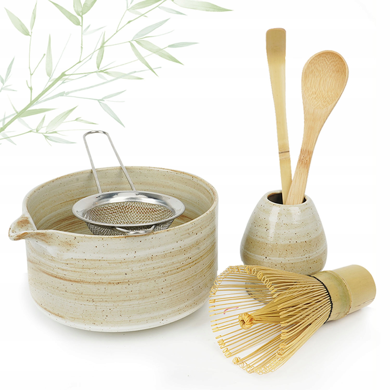 Kompletní sada pro matchu 6 el. Sada na přípravu čaje Bambus Keramika