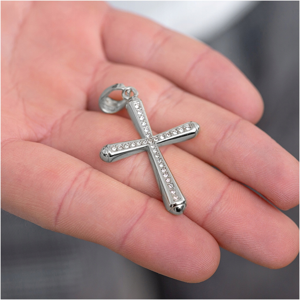 Zawieszka męska wisiorek KRZYŻYK CYRKONIE kolory STAL CHIRURGICZNA 316L Marka Blingart