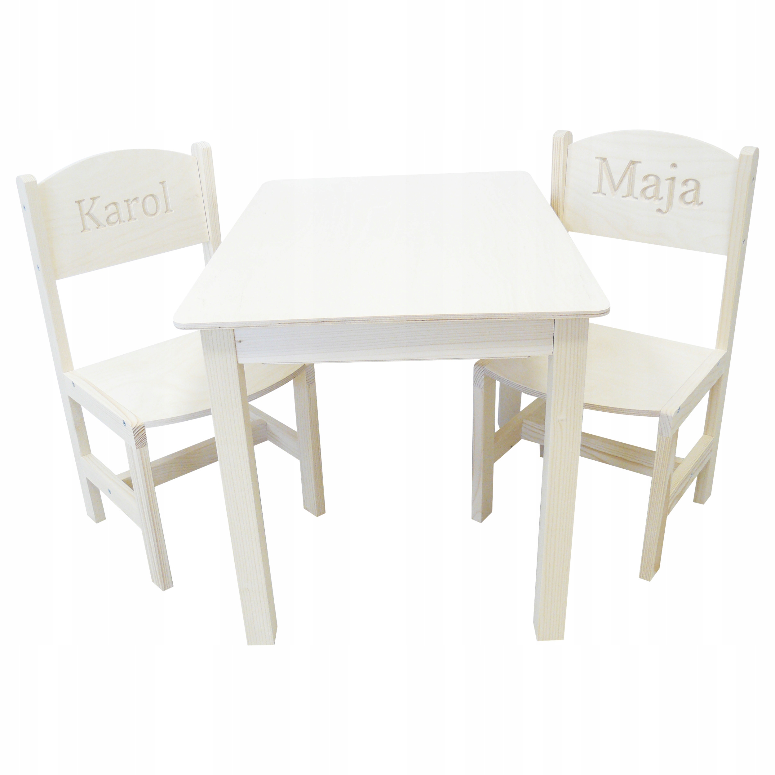 STOLIK I KRZESEŁKA DLA DZIECI 75/50 NIEMOWLAK + GRAWER IMIĘ DREWNO ZESTAW