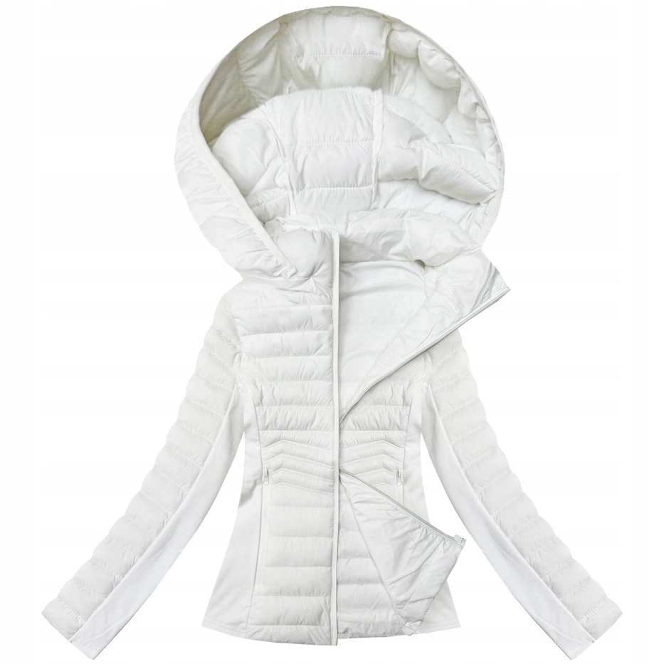 Pikovaná Bunda Kapuce 16M9225 Bílá S (36)