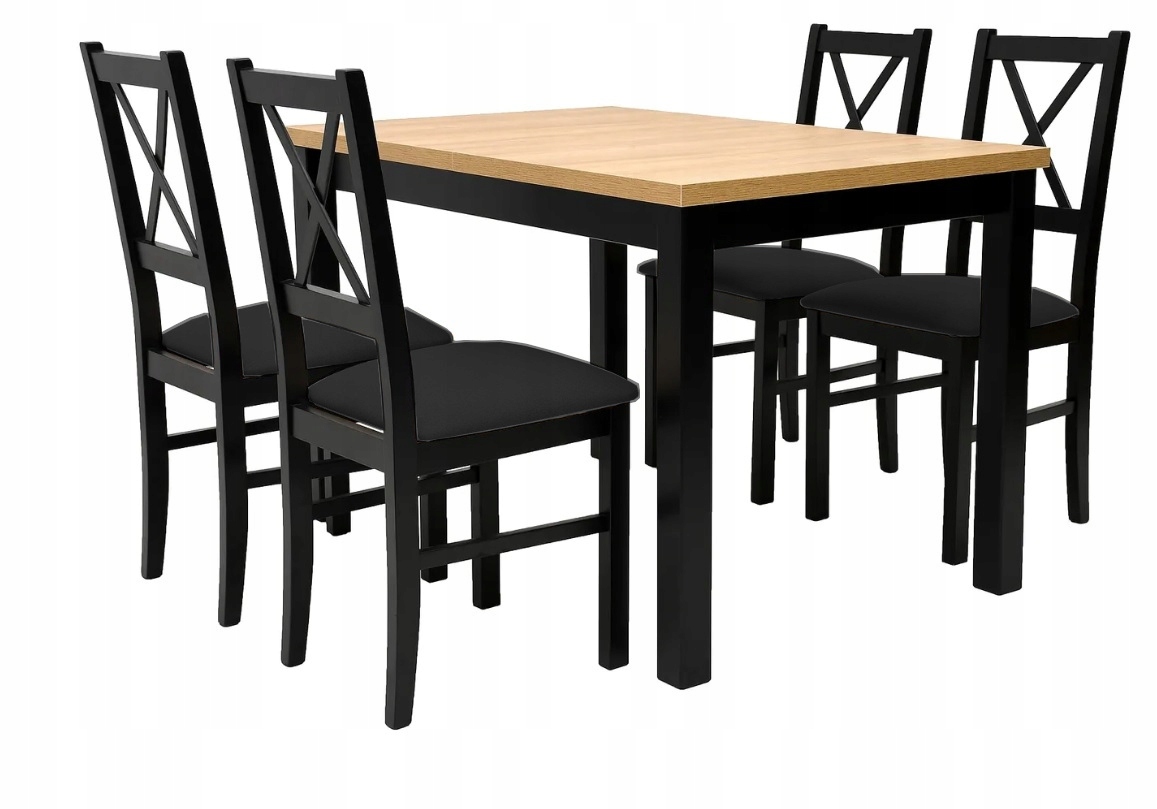ZESTAW STÓŁ 80X150/190 + 4 krzesła KRZYŻ
