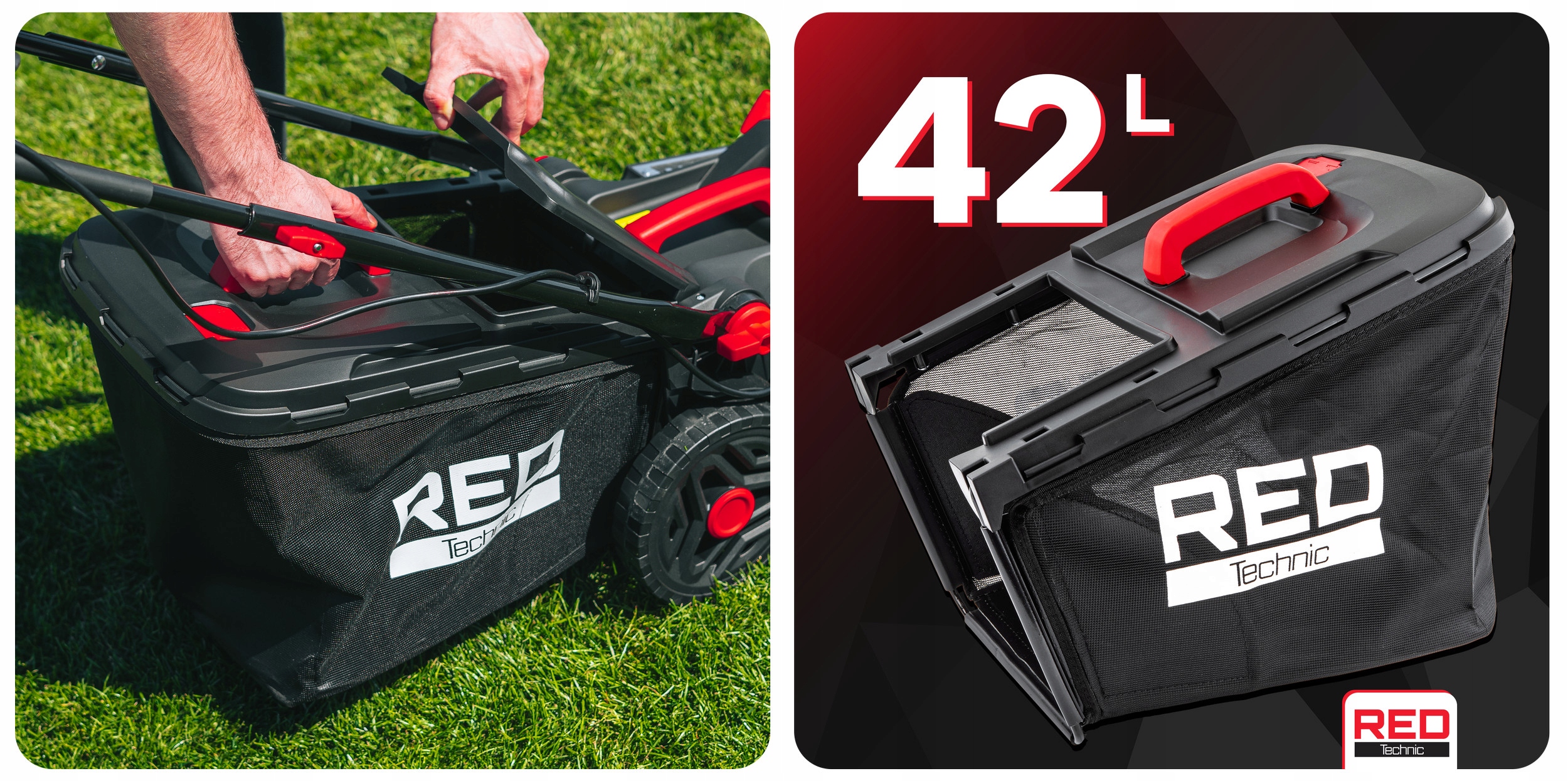 KOSIARKA ELEKTRYCZNA DO TRAWY 2600W NÓŻ 38CM REGULACJA LEKKA DUŻY KOSZ 42L Model RTKSE0148