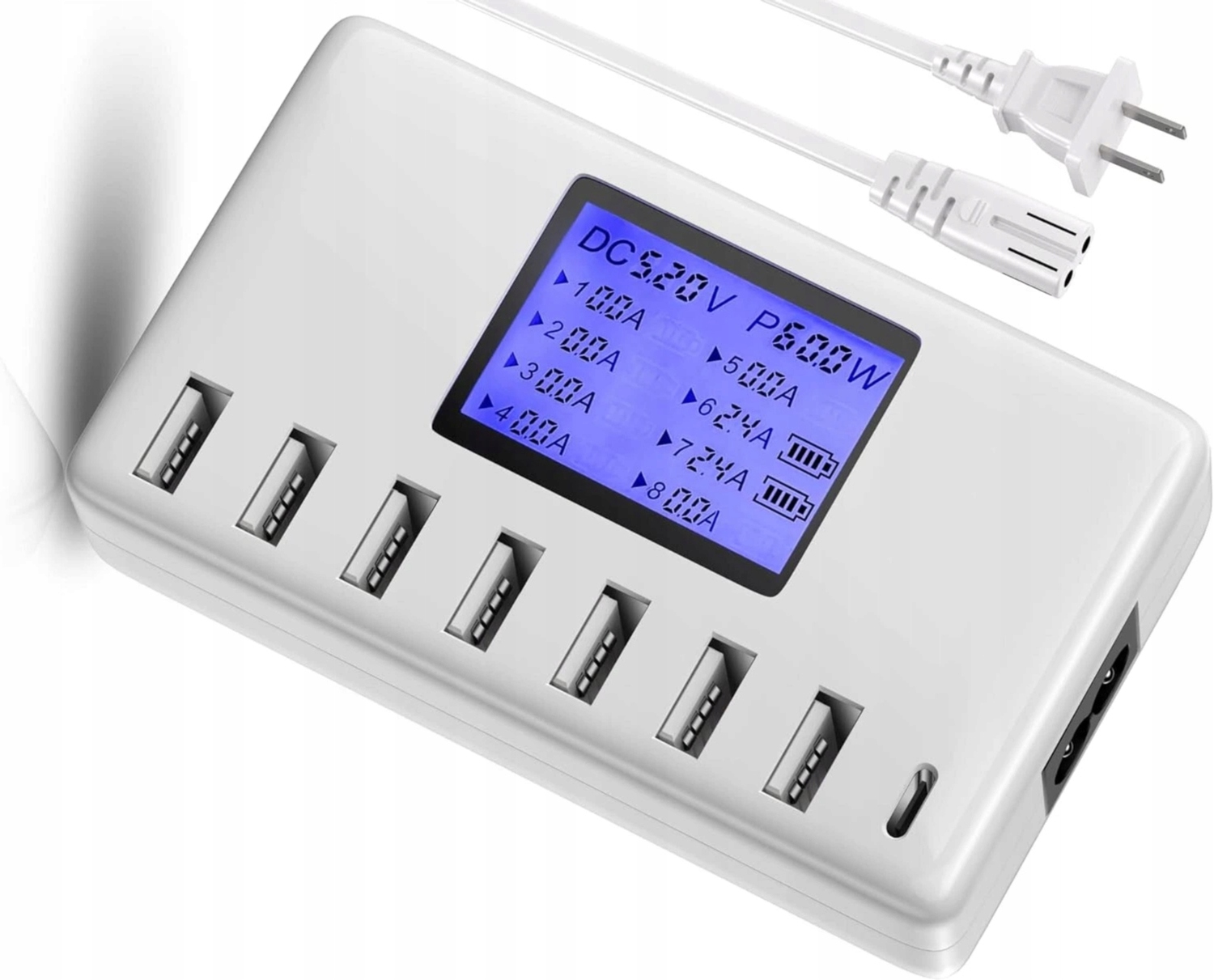 Profesionální Nabíjecí Stanice Hub S 8 Usb Porty A LCD displej