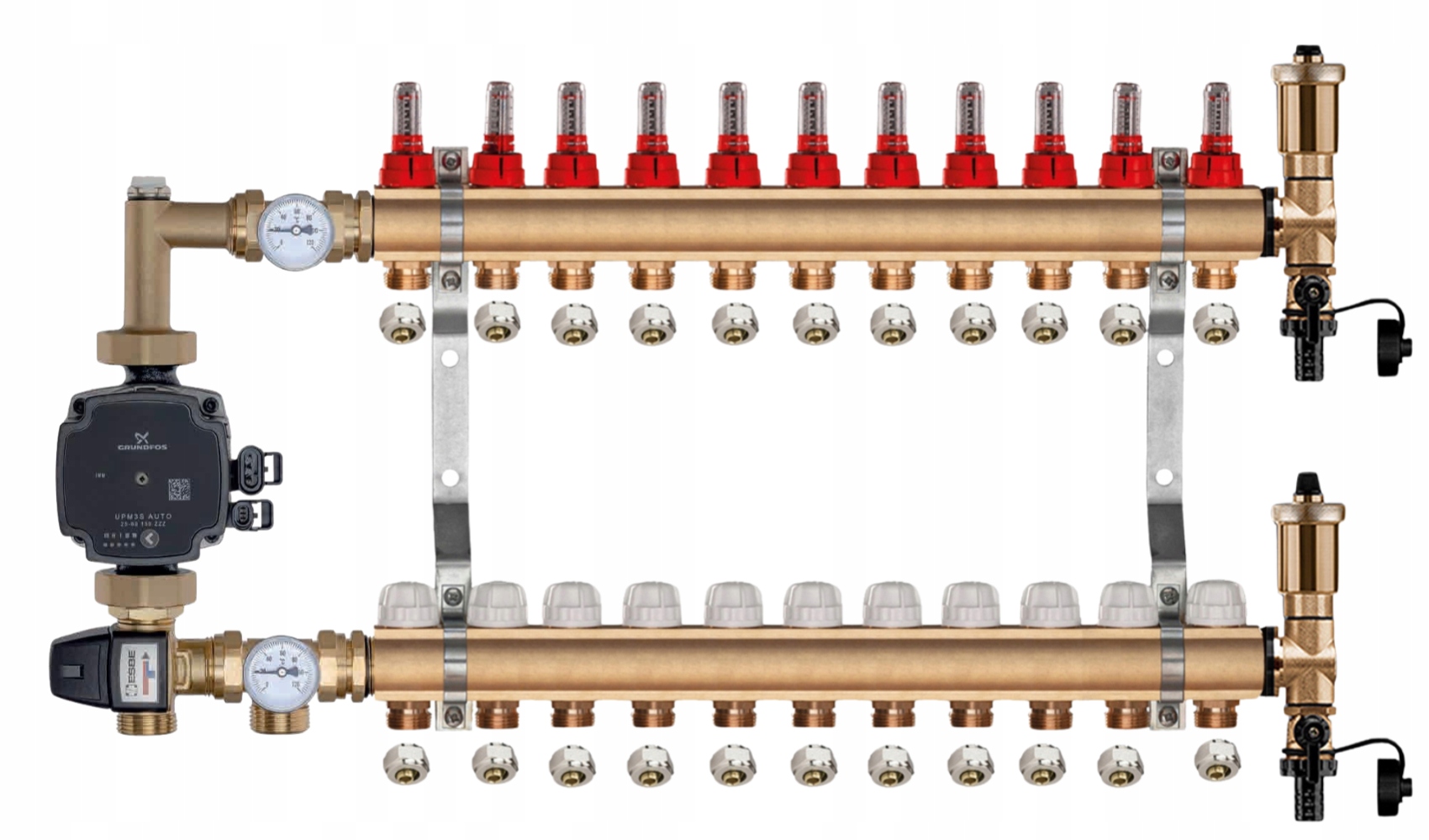 Mosazný Rozdělovač Podlahovky 11 Čerpací Skupina Grundfos Pex Spojky