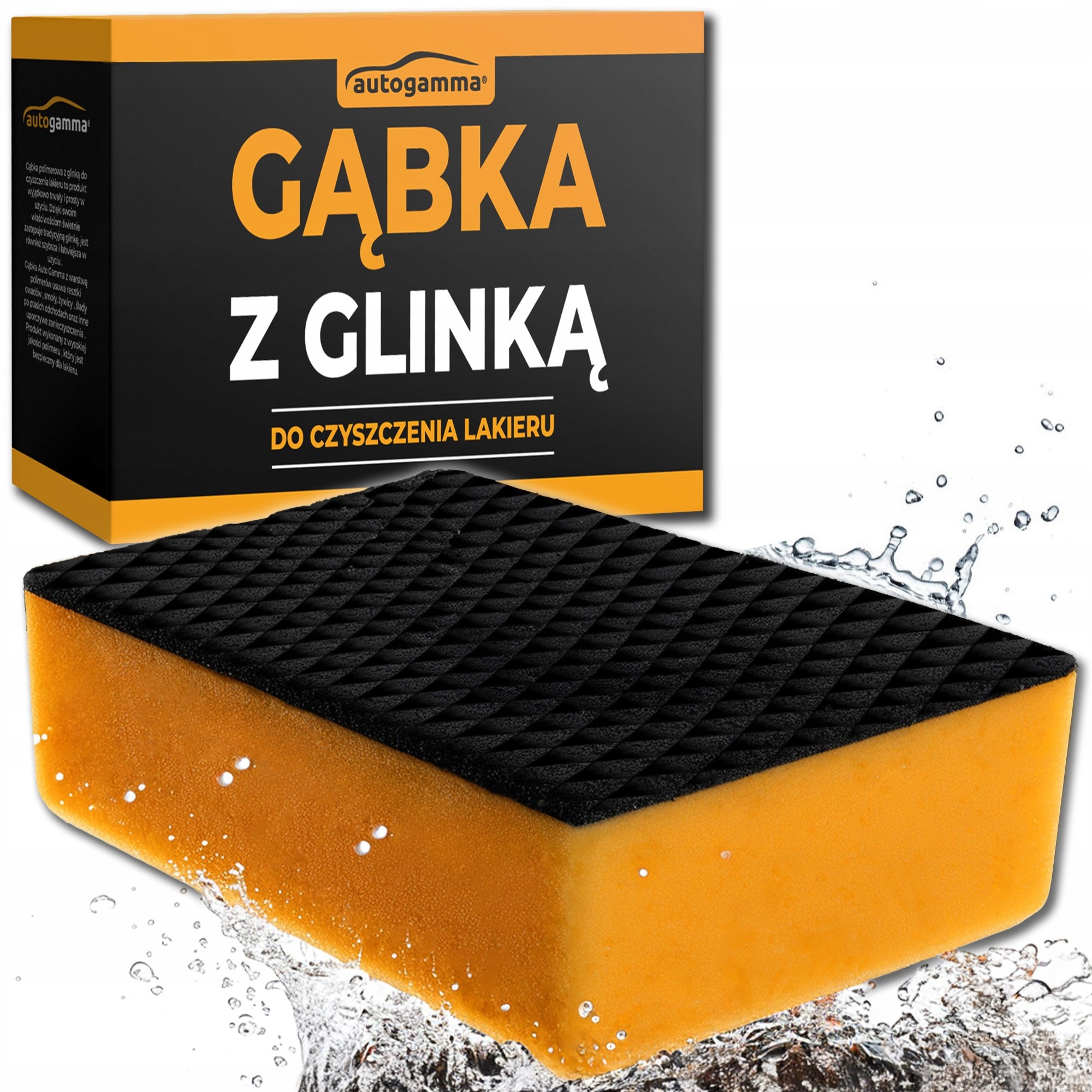 Gąbka z Glinką Polimerowa Czyszczenie Glinkowanie Lakieru Auta Clay 8x6x3cm