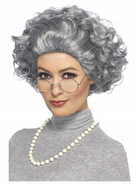 Sada Babička Šedá Paruka+brýle+perly