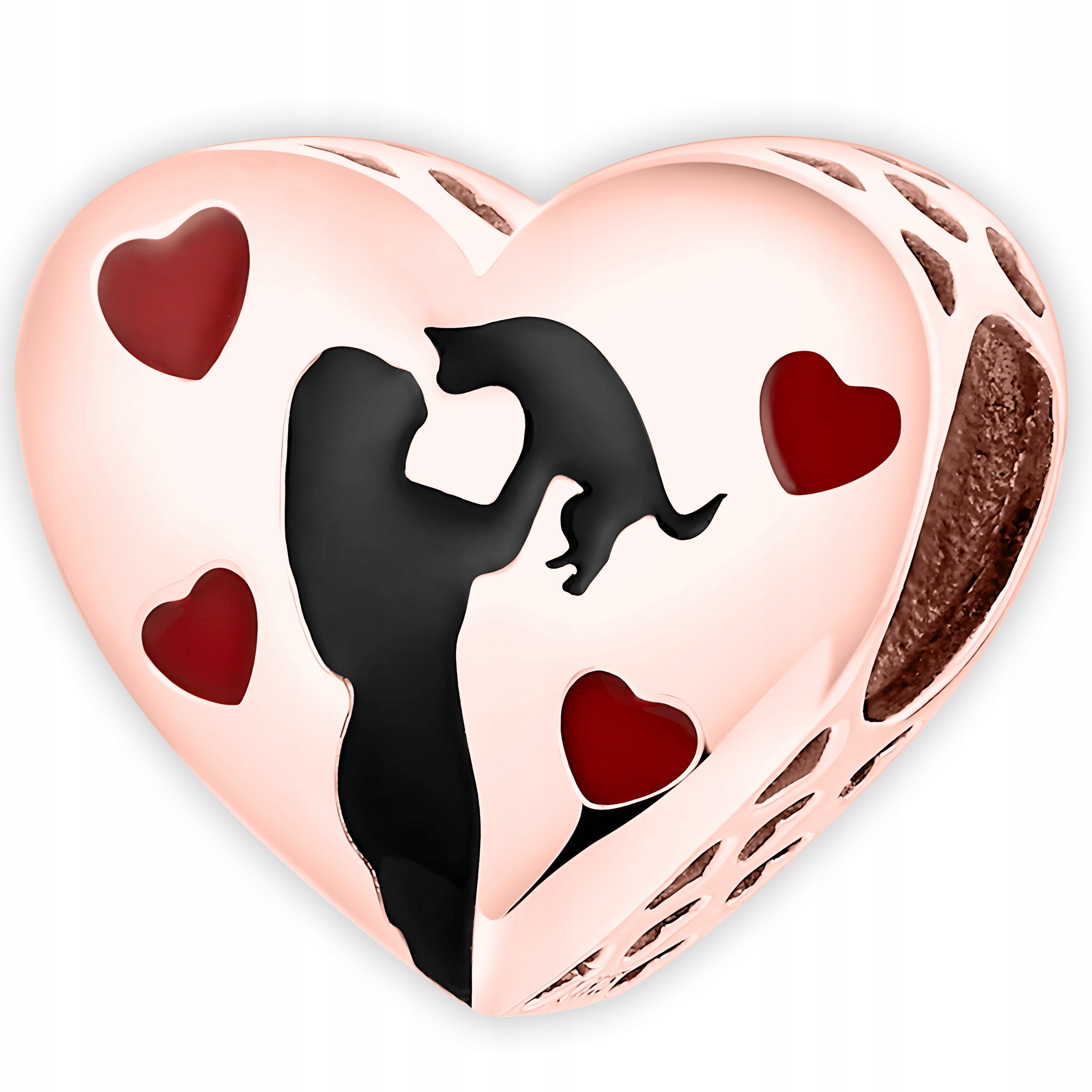 Pozlacený přívěsek Charms 750 Srdce Žena Dívka se Psem a Kočkou Stříbro 925