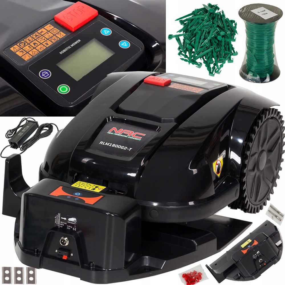 Robotická Sekačka Na trávy Automatická Nac 1800 m2 Kolíky Kabel