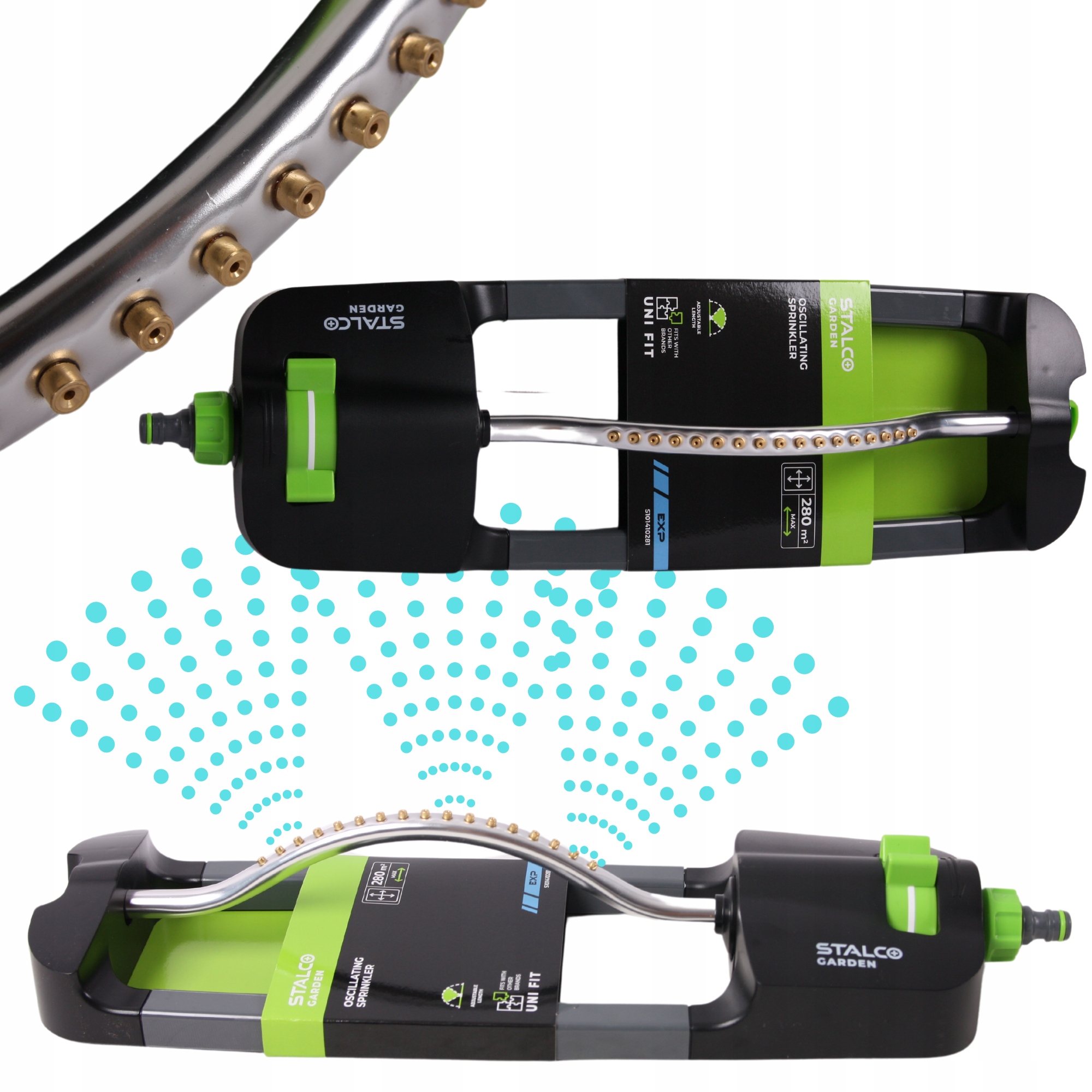 ZRASZACZ OSCYLACYJNY WAHADŁOWY OGRODOWY 17 DYSZ REGULOWANY ZASIĘG 280M2 Stan opakowania oryginalne