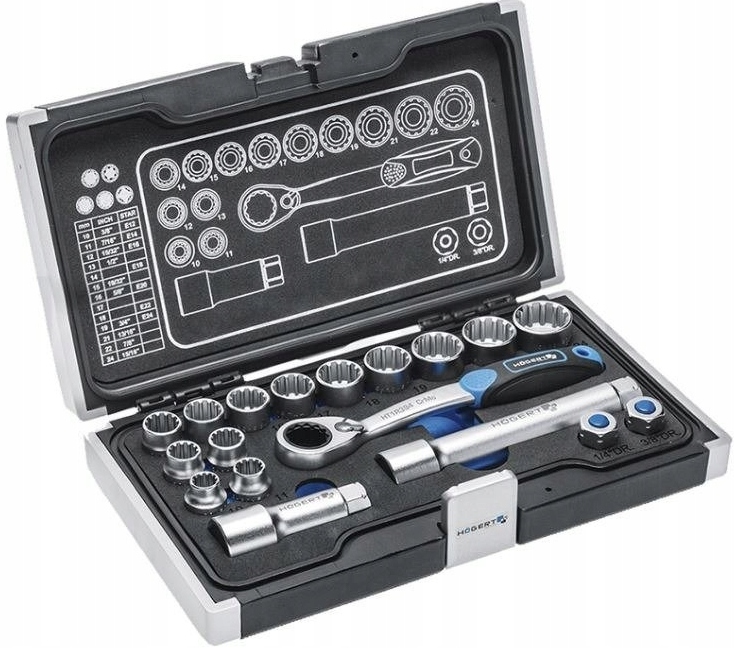 

Hogert Zestaw Nasadki Klucze Nasadowe 18 szt