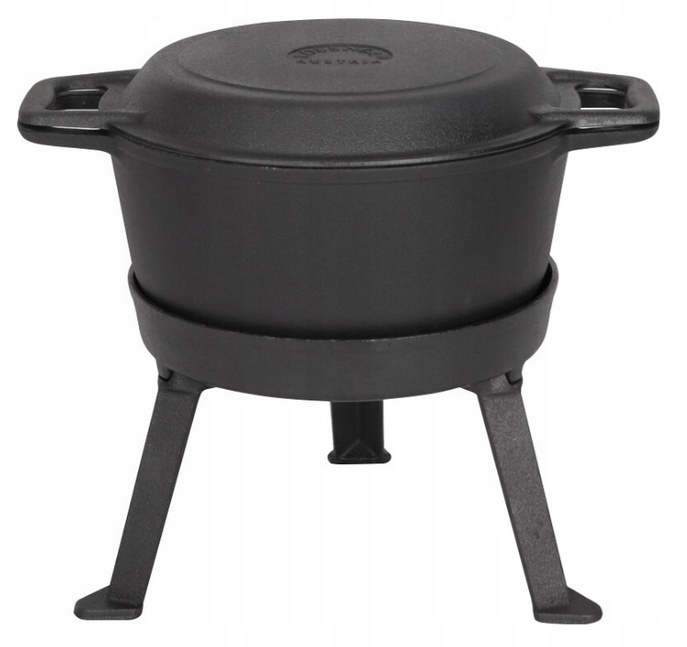 KOCIOŁEK ŻELIWNY MYŚLIWSKI 3W1 EMALIOWANY NA PIECZONKI GRIL MK302 5L GRATIS Stan opakowania oryginalne