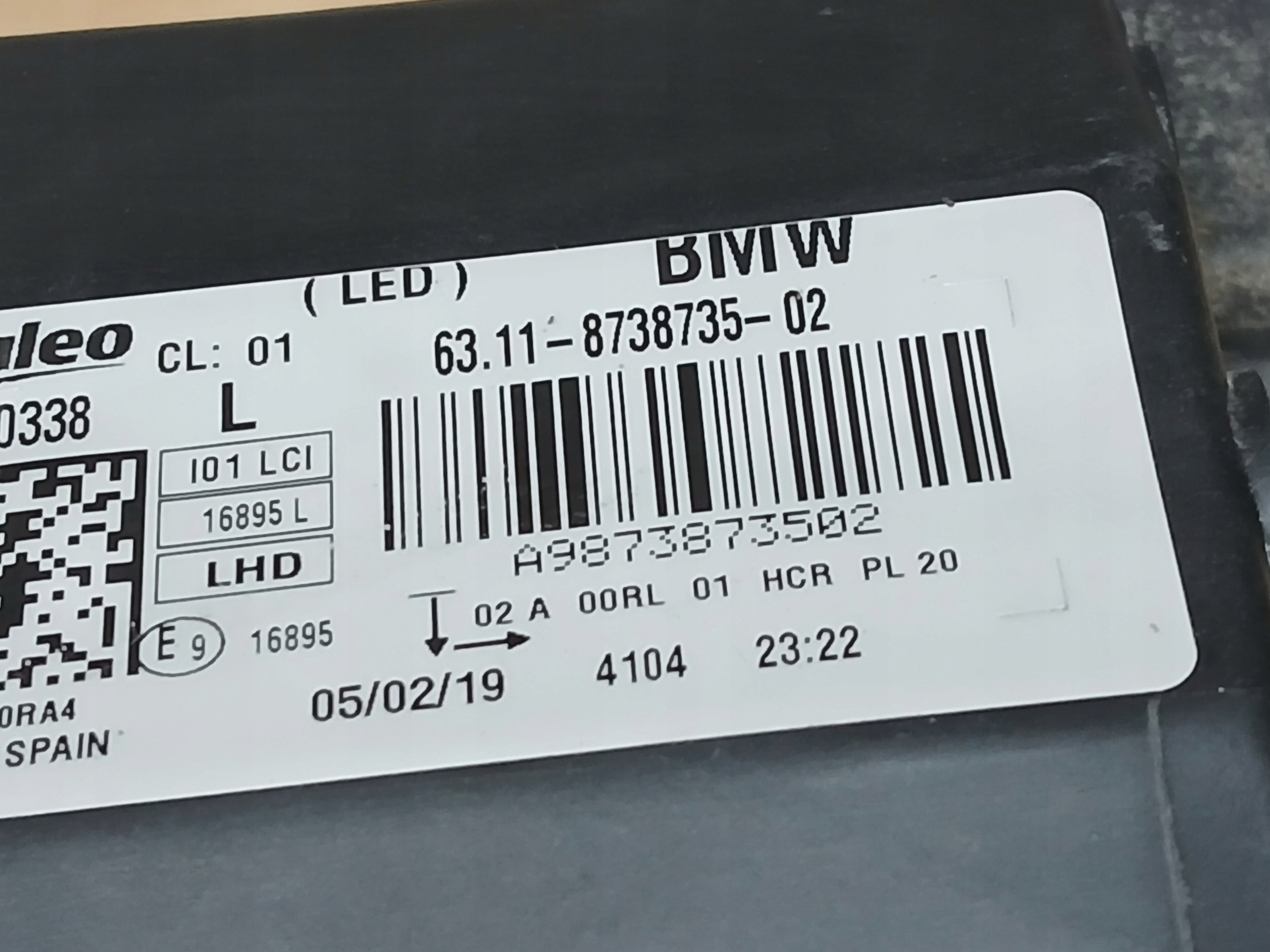 light front left BMW I3 LIFT FULL LED 6311-8738735-02