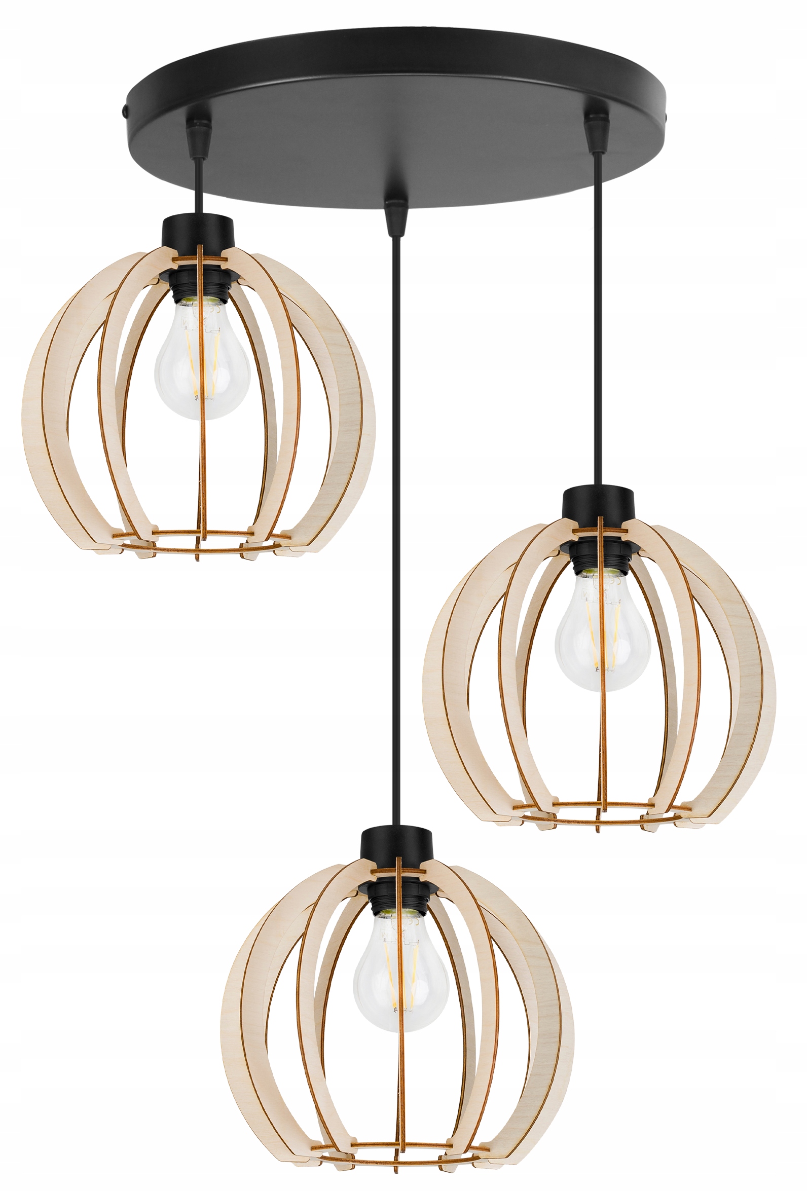 Závěsné Stropní Svítidlo S Trojitým Dřevěným Lustrem, Moderní Boho Led