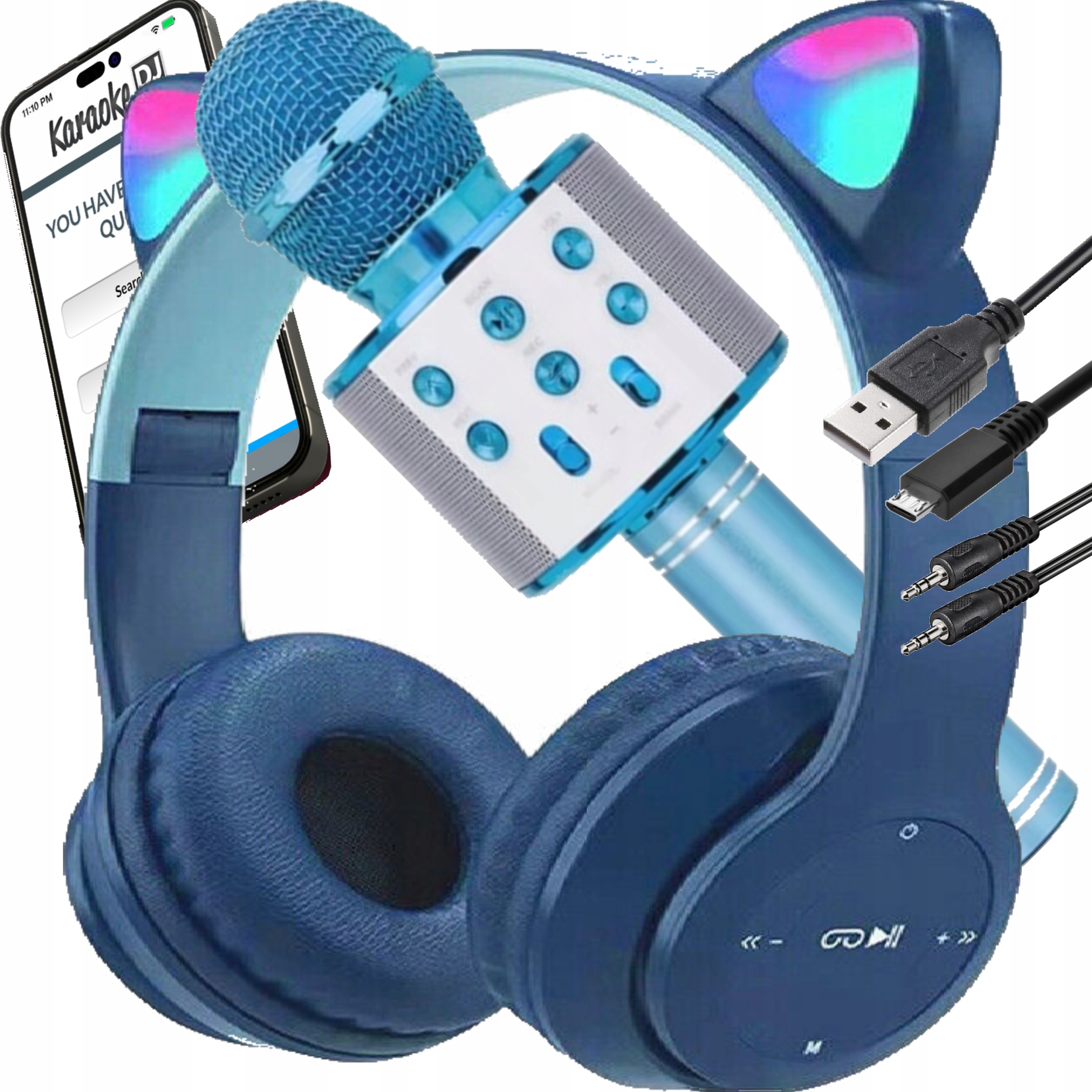 MIKROFON DO ŚPIEWU KARAOKE SŁUCHAWKI NAUSZNE BEZPRZEWODOWE DZIECIĘCE ZESTAW