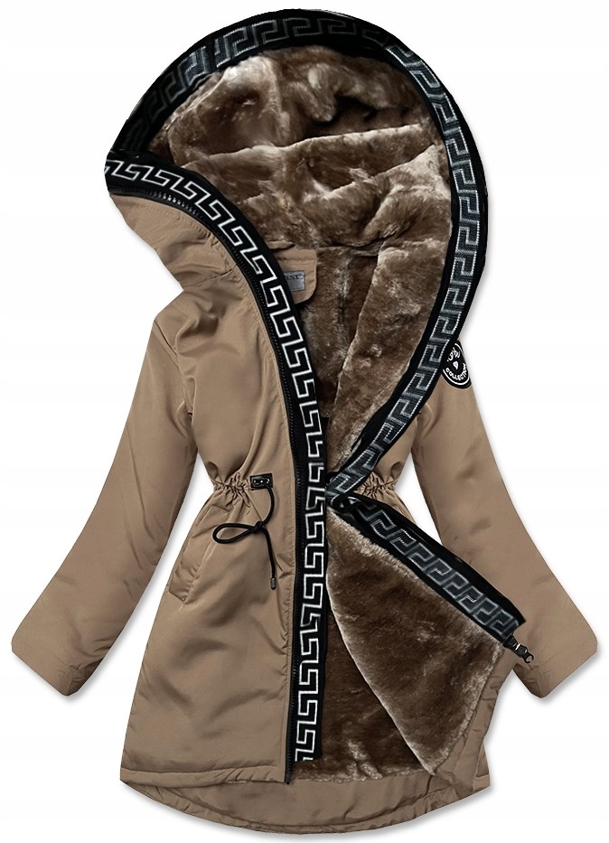 Volná Bunda S Kapucí B8116 Béžová 46