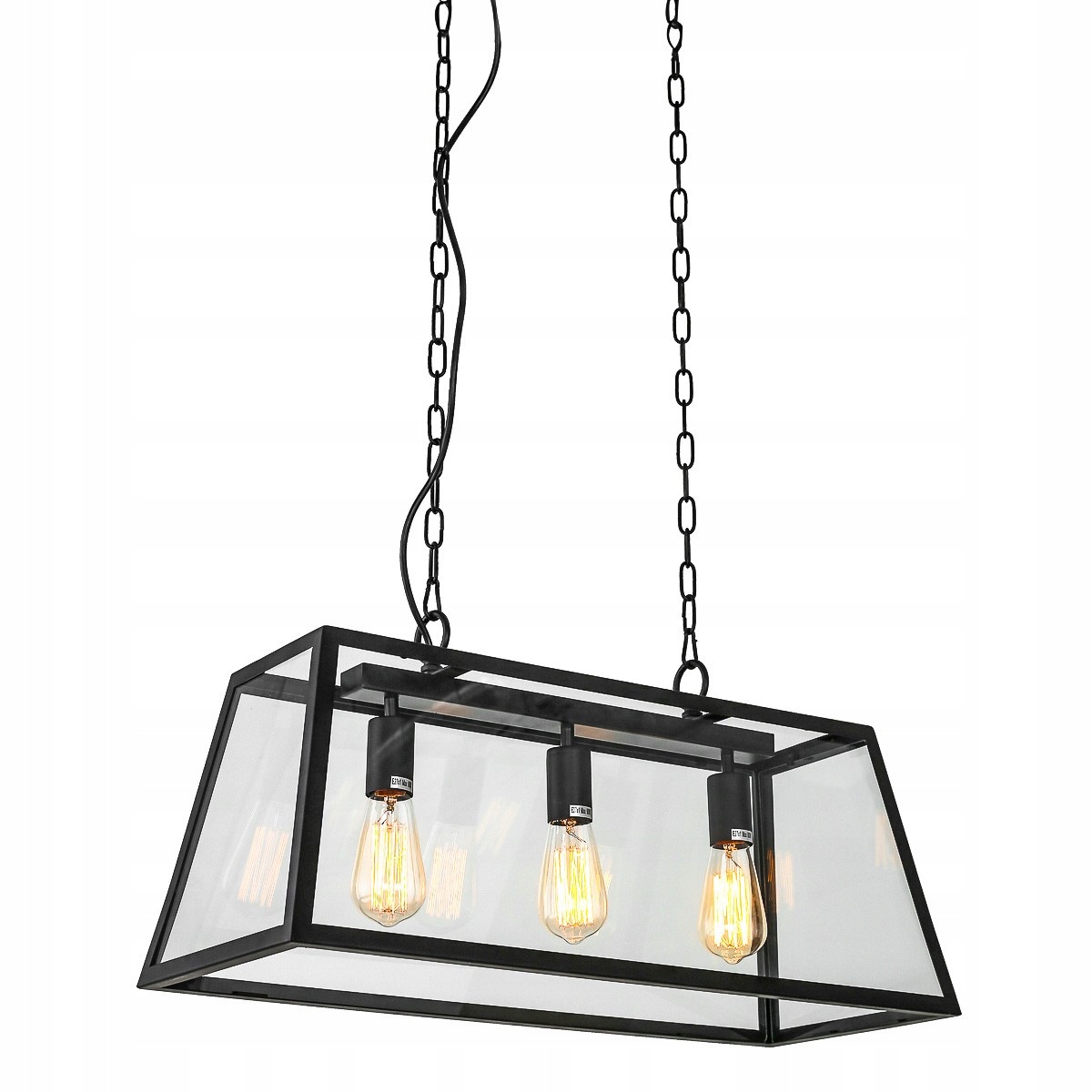 Laverno, Industriálna čierna závesná lampa so sklenenými prvkami, 3XE27