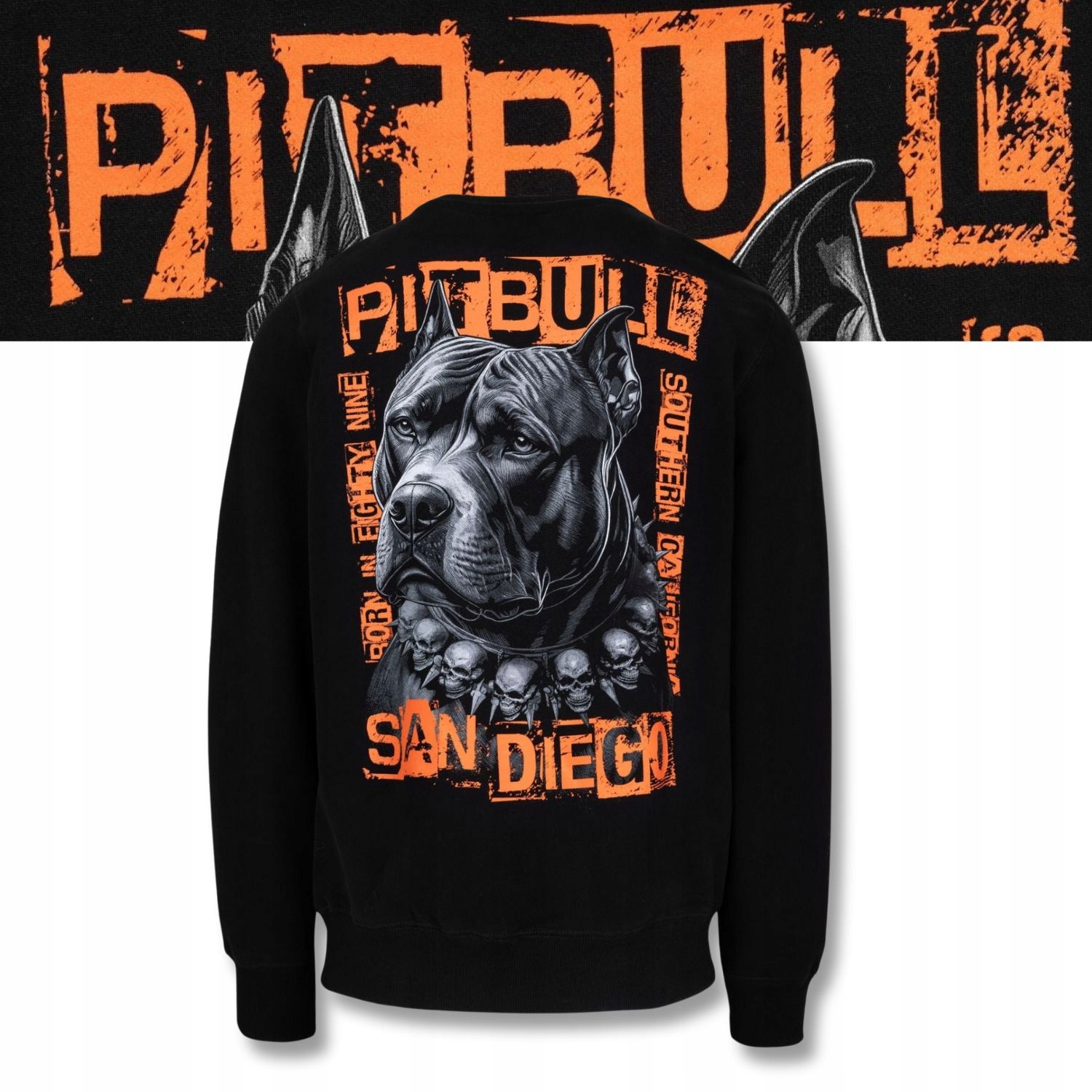 Pánská Mikina Pitbull Blacky s potiskem bez kapuce Pohodlná Mikina Crewneck