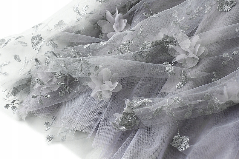 DŁuga KOBIECA PLISOWANA SPÓDNICA MIDI Tiulowa Haft Płeć kobieta