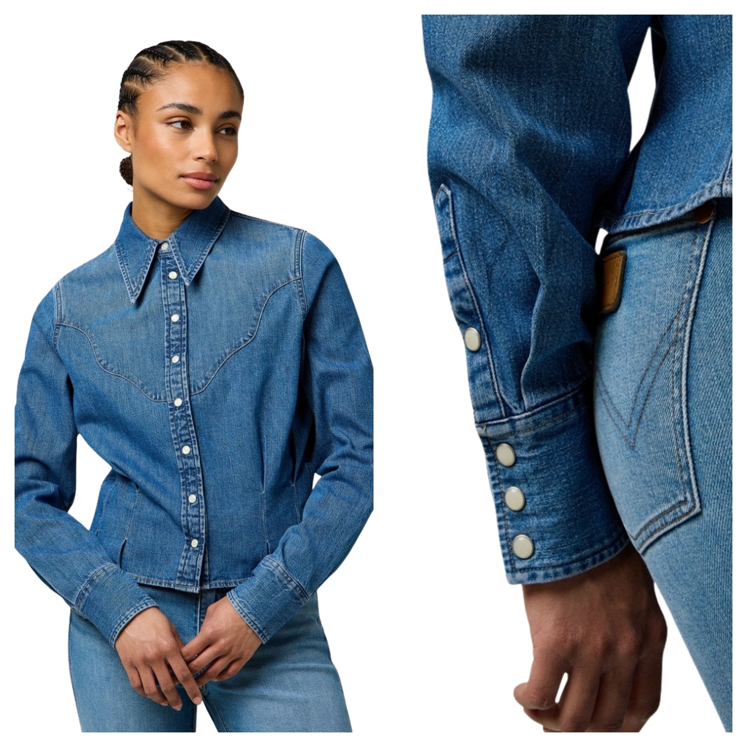 Dámská košile Wrangler Femme Peplum Shirt Modrá Bavlněná XXL