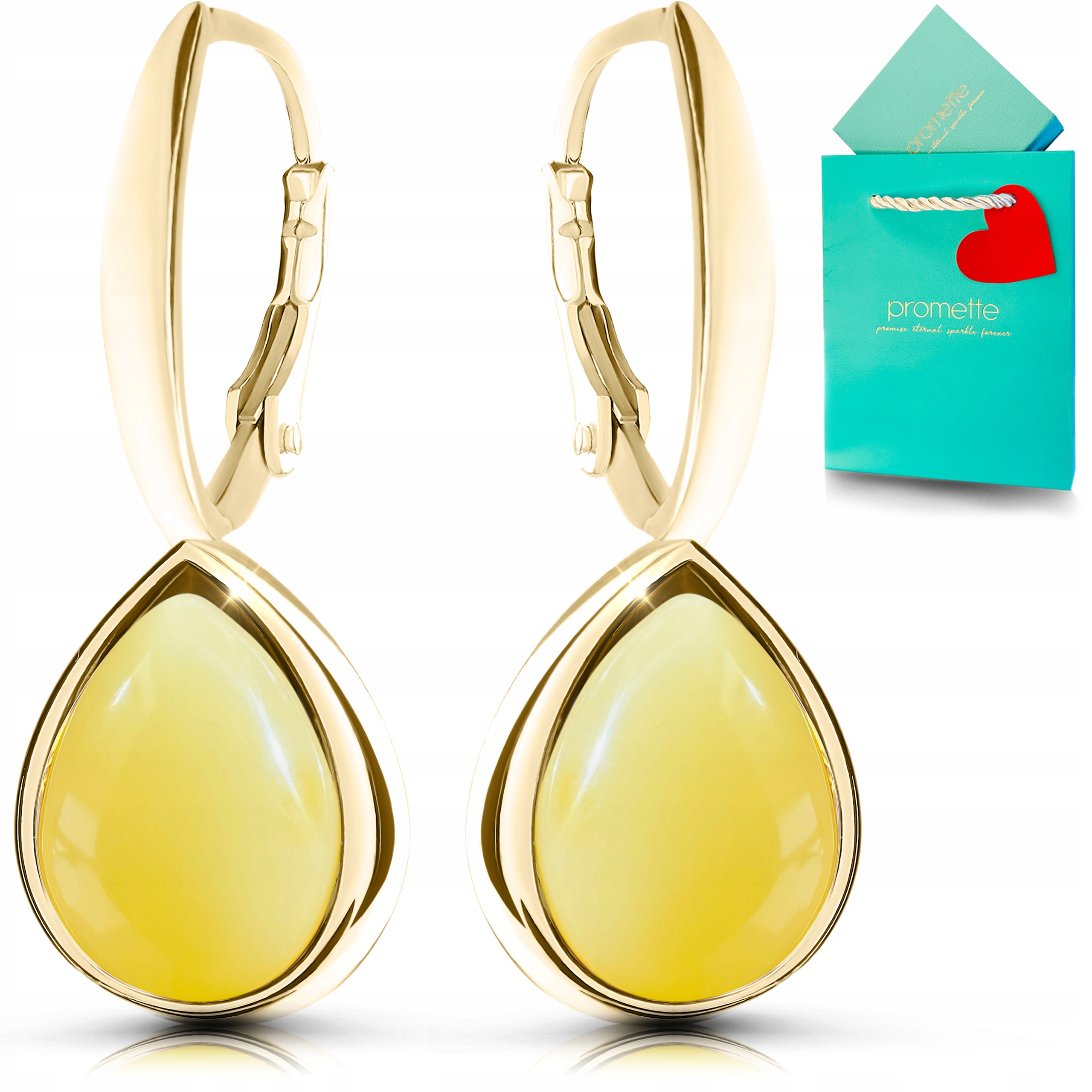 Náušnice jantar mléčný stříbrné pozlacené visací anglické žluté světlé