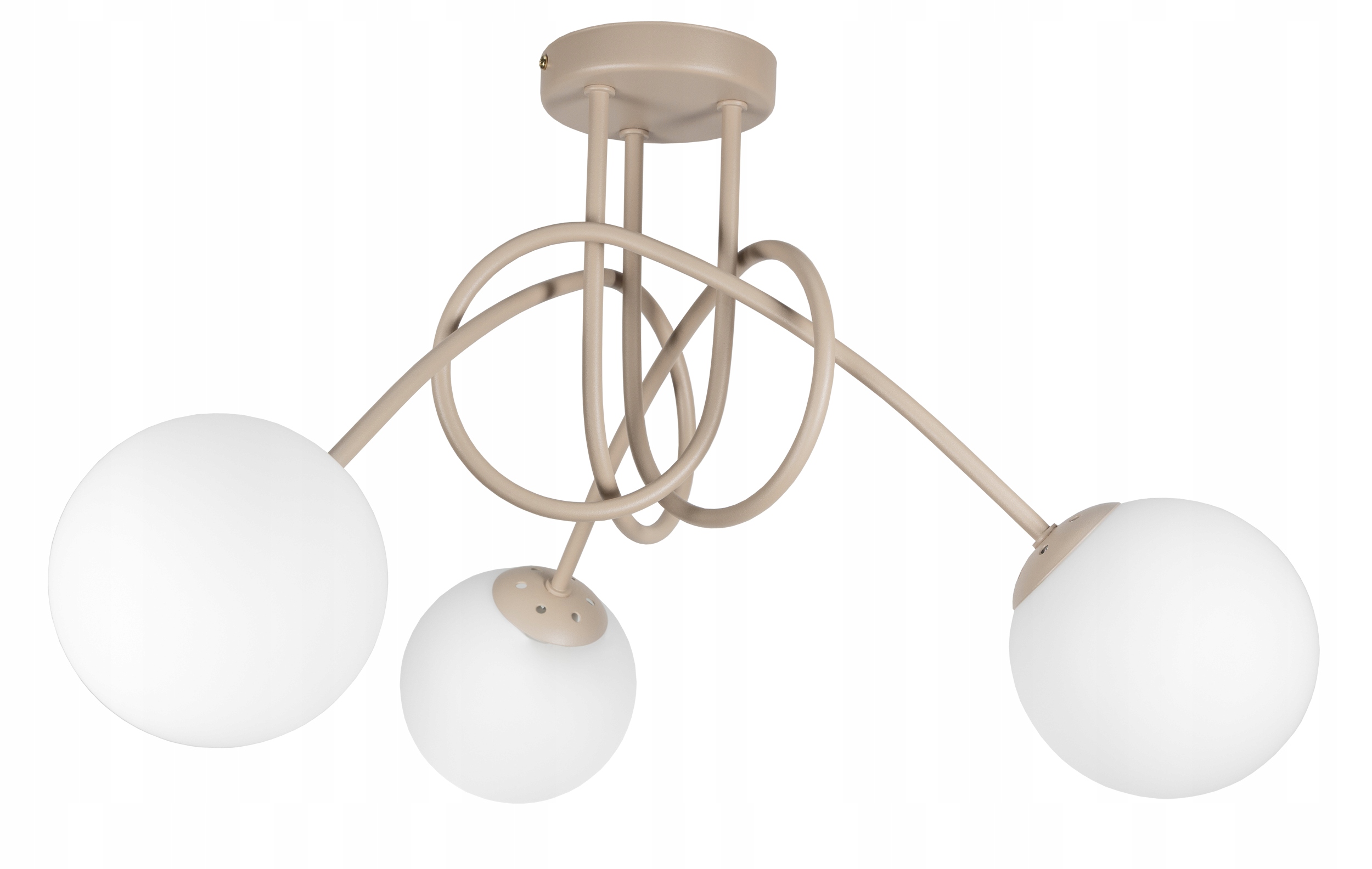 LAMPA WISZĄCA SUFITOWA ŻYRANDOL NOWOCZESNA ECRU BEŻ BIAŁE KULE LOFT LED