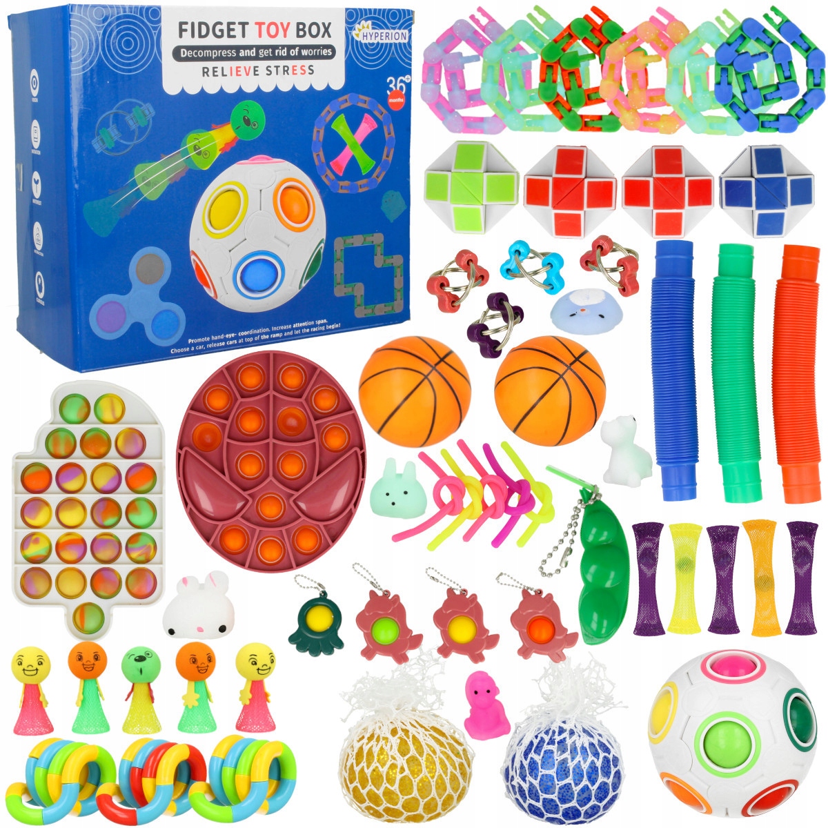 

Duży Zestaw Zabawek Antystresowych Fidget Toys 60