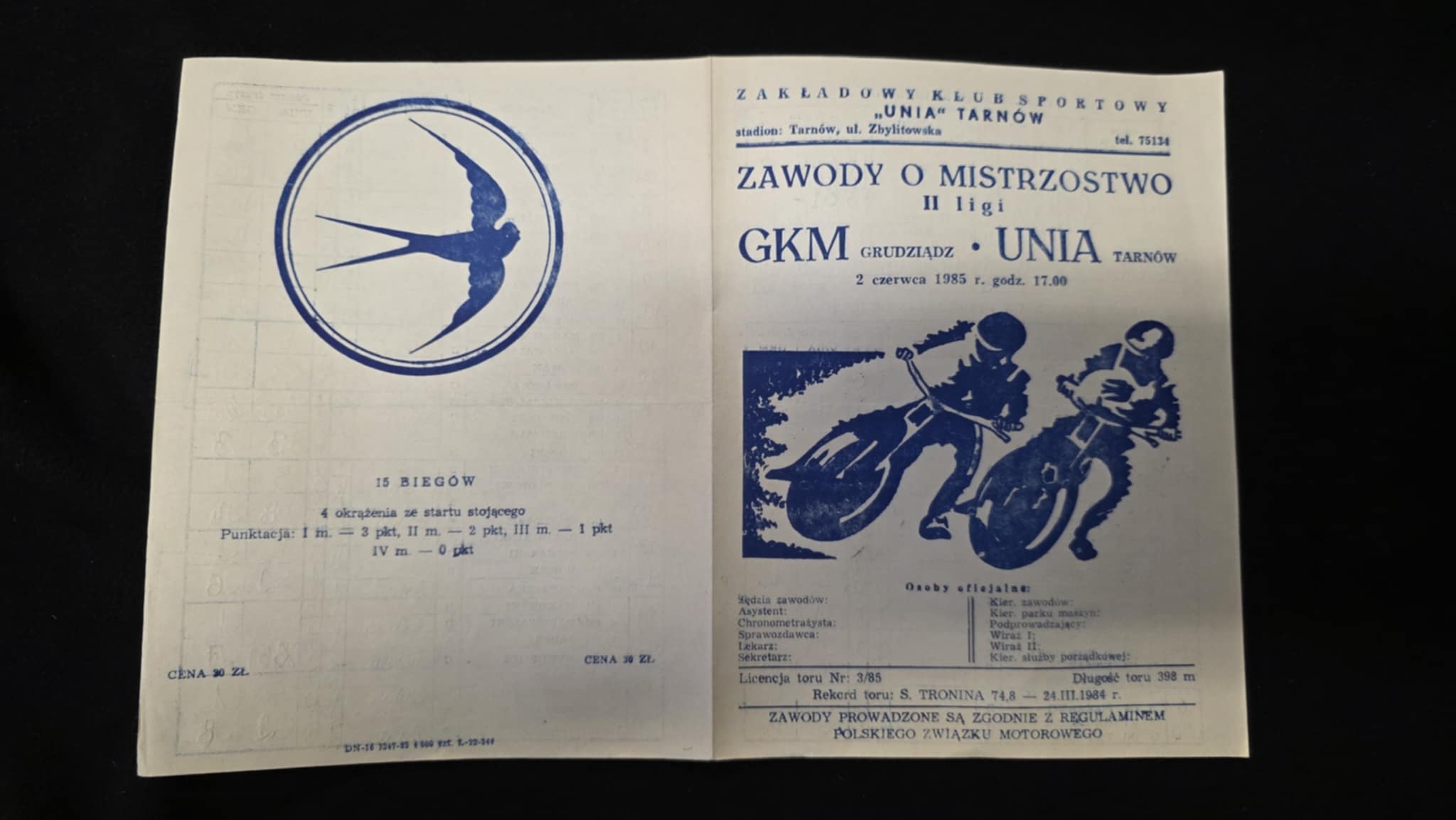 GKM GRUDZIĄDZ UNIA TARNÓW MISTRZOSTWO II LIGI 1985