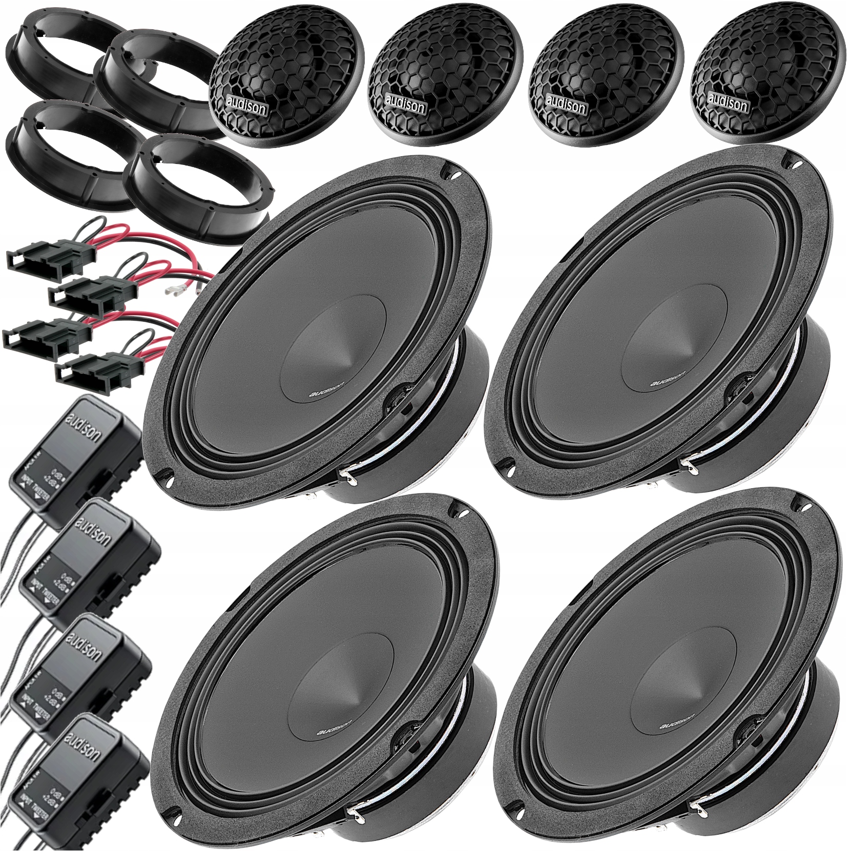 GŁOŚNIKI SAMOCHODOWE AUDISON 165MM DO SEAT ALTEA AROSA CORDOBA PRZÓD + TYŁ