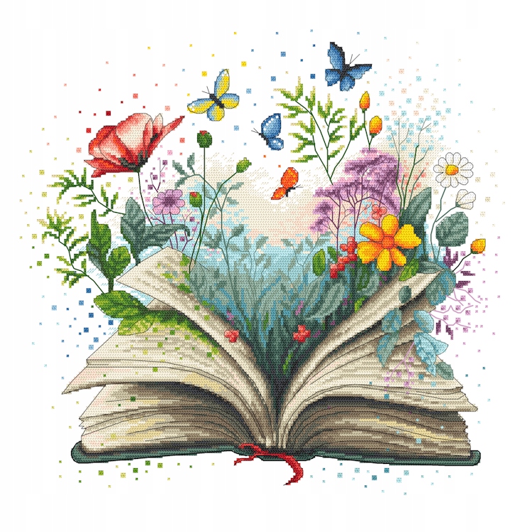Křížková výšivka Vyšívací sada Květinová kniha