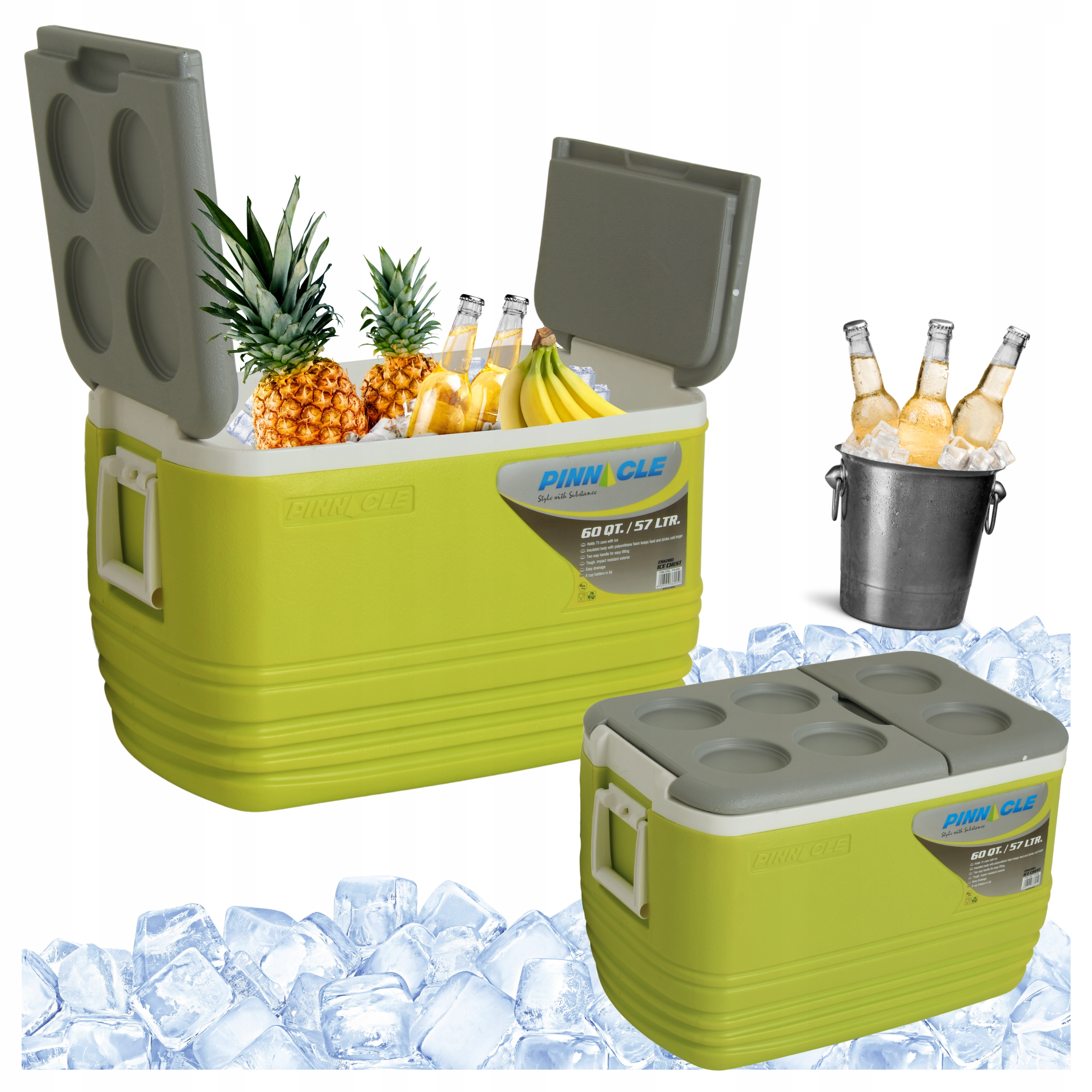 Velká turistická lednička na mrazicí vložky 57 l do auta Pinnacle Eskimo