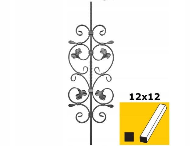 Tralka Zdobená 900x280, 12x12 mm