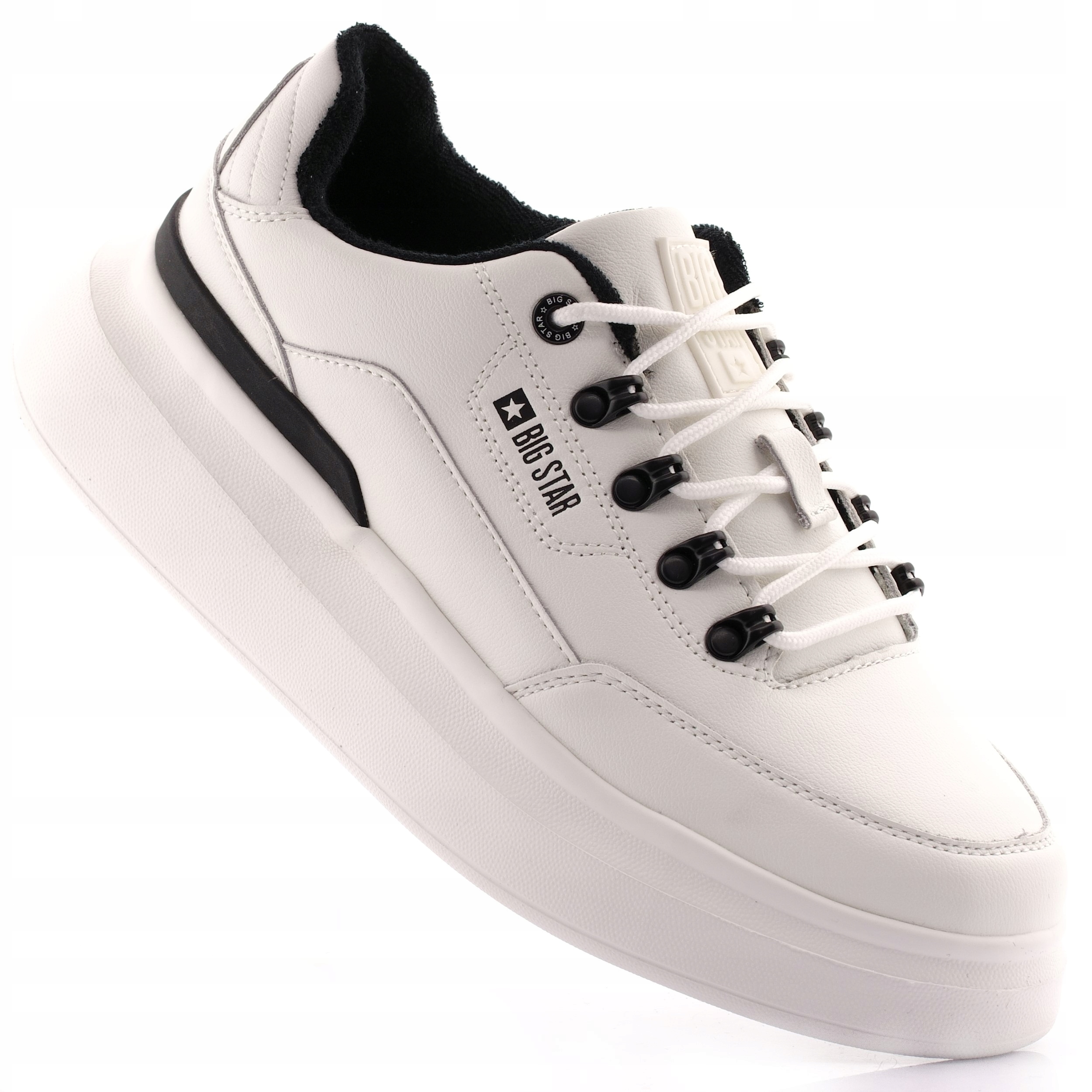 Big Star Buty Sportowe Męskie Skórzane Sznurowane Białe OO174305 42