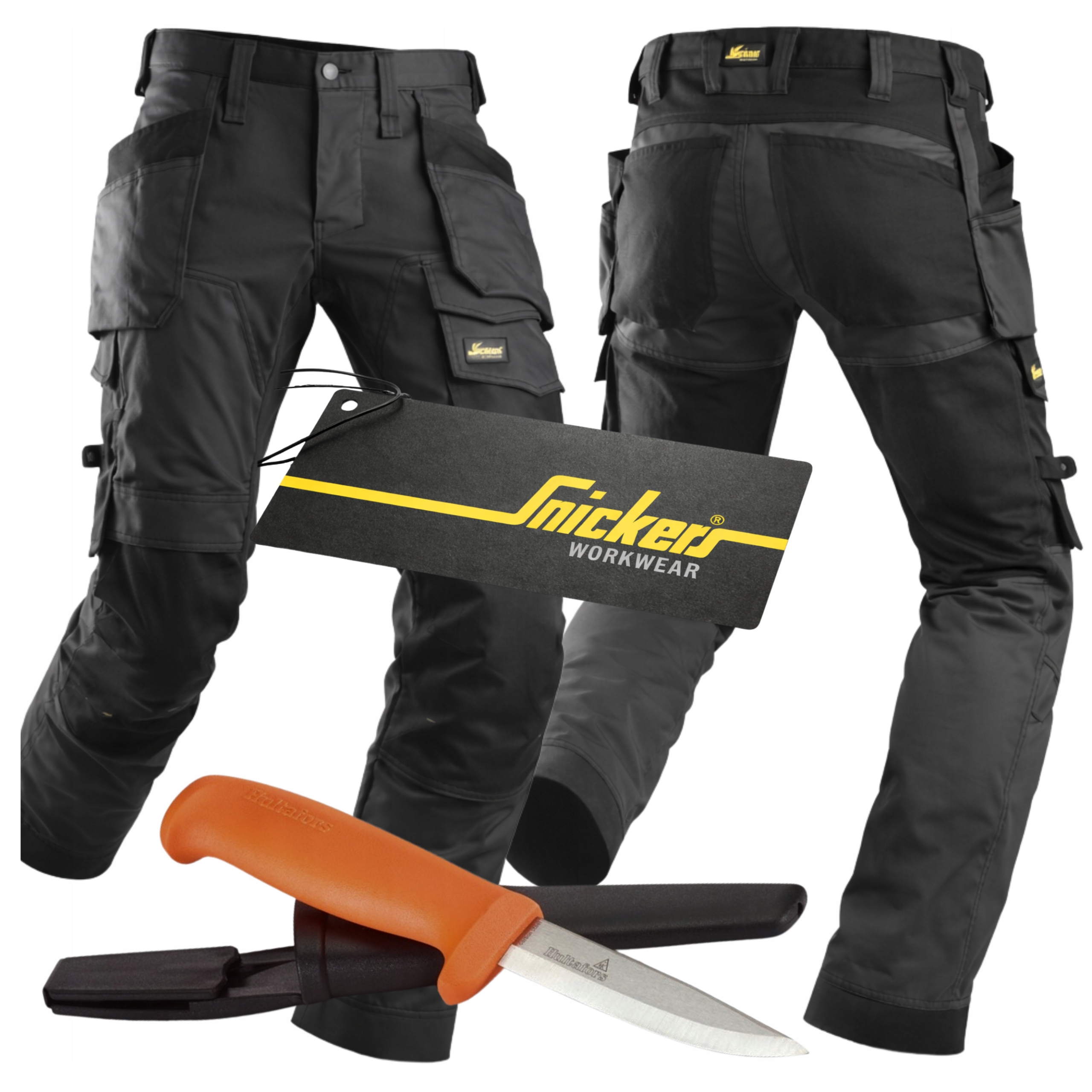 Pánské elastické pracovní kalhoty montérkové bojovky Snickers 6241 48 nůž