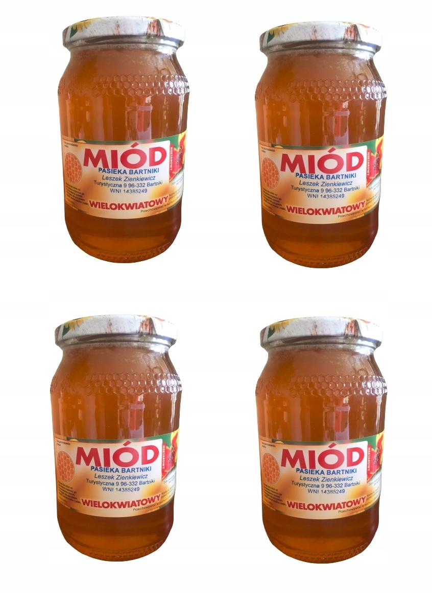 Miód wielokwiatowy jasny 2025 słoik 1,2kg 4 słoiki