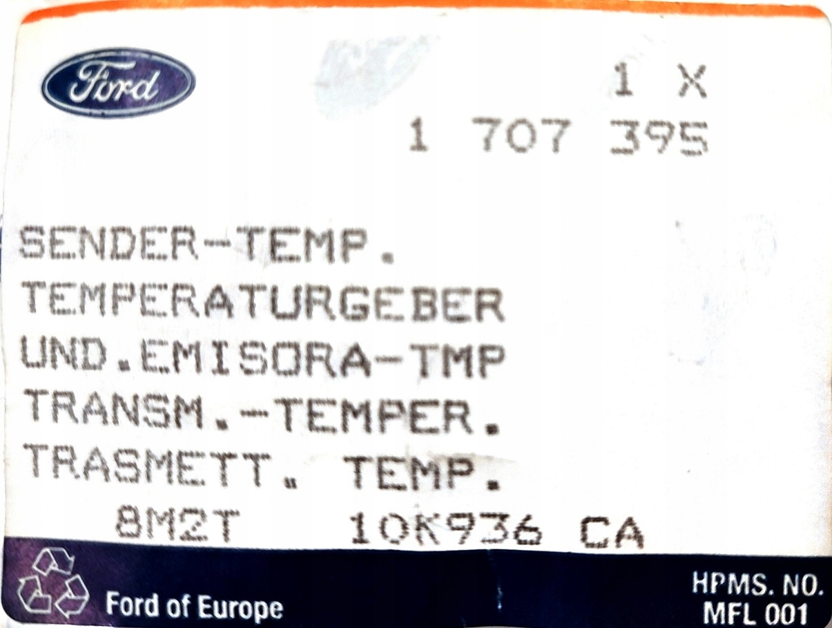 CZUJNIK TEMPERATURY ZEWNĘTRZNEJ FORD TRANSIT CONNE Producent części Ford OE