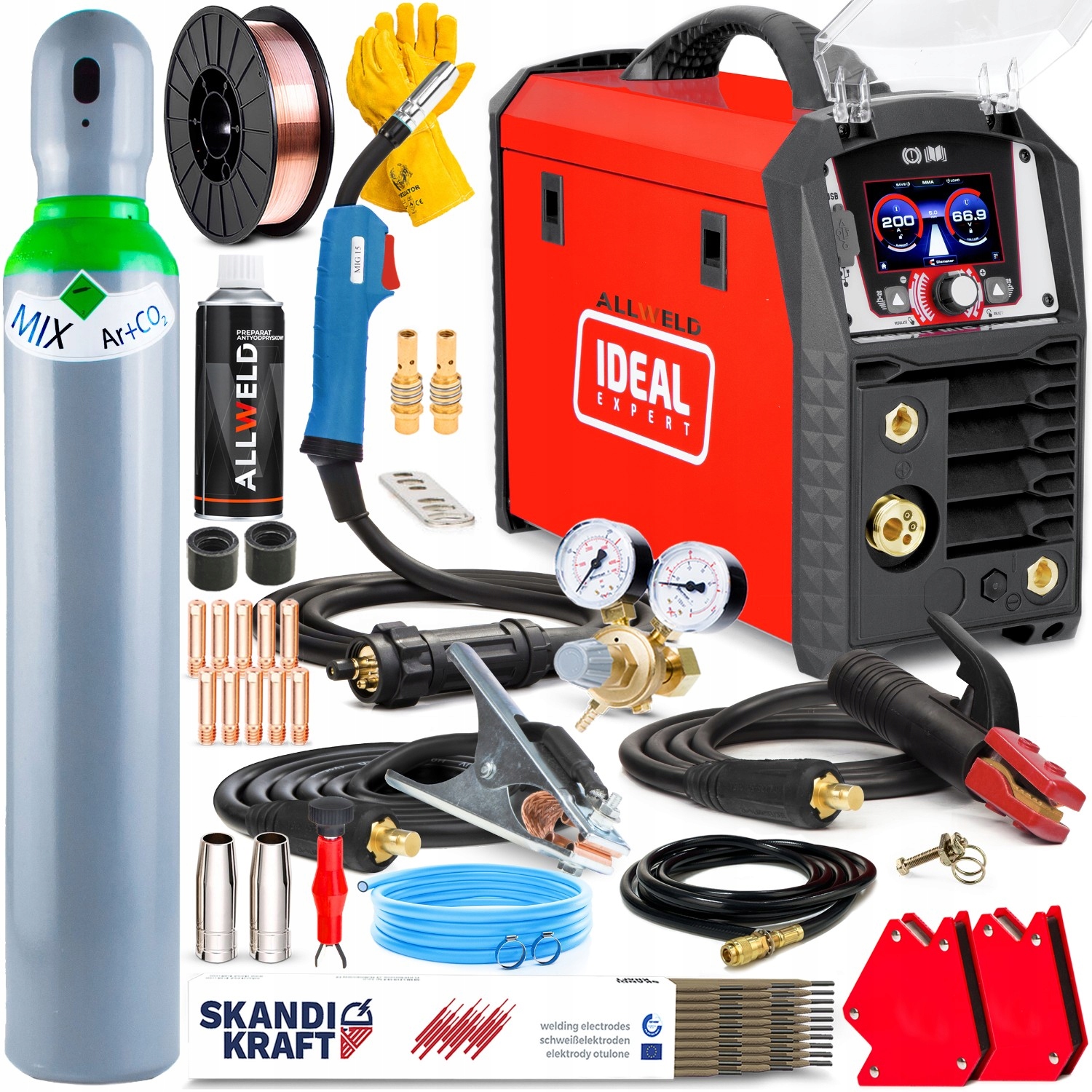 Poloautomatický Svařovací Stroj Ideal Expert Mig 201 LCD Synergie Mma Tig Alu 200A