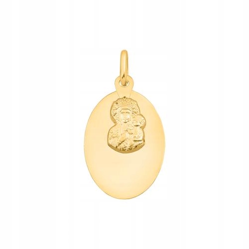 Medailon Hladký zlatý 585 plech s Pannou Marií Čenstochovskou 14kt