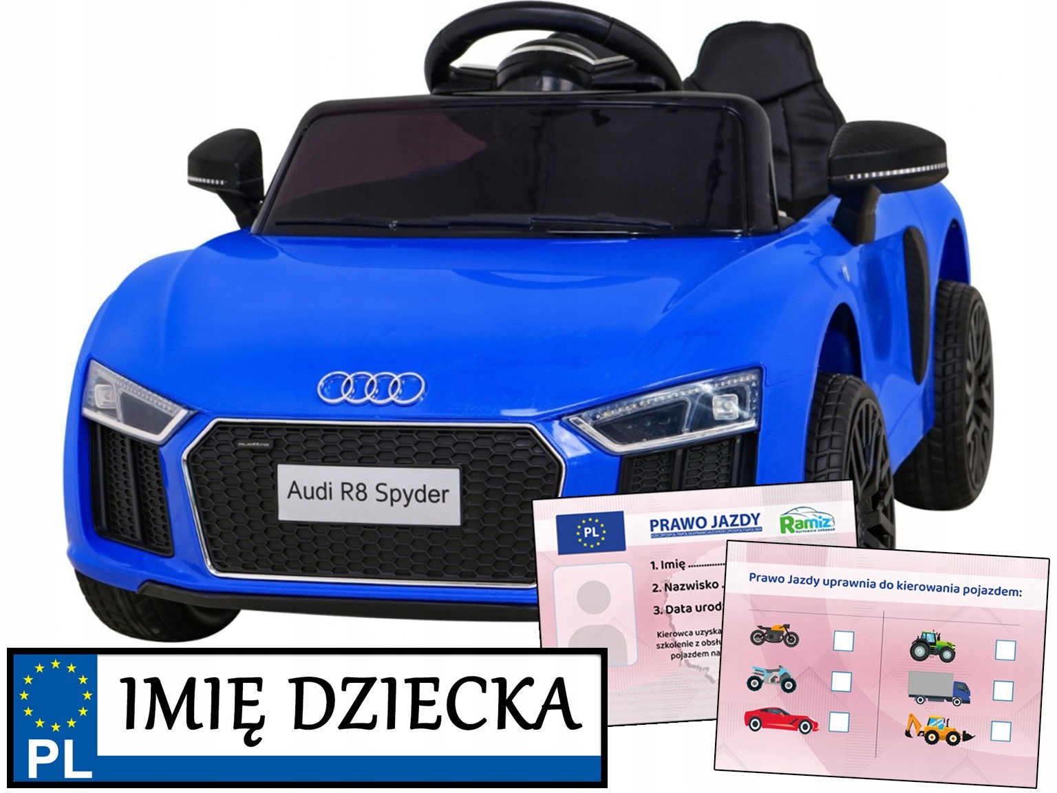 auto na akumulator dla dziecka Audi R8 Spyder pilot miękkie koła