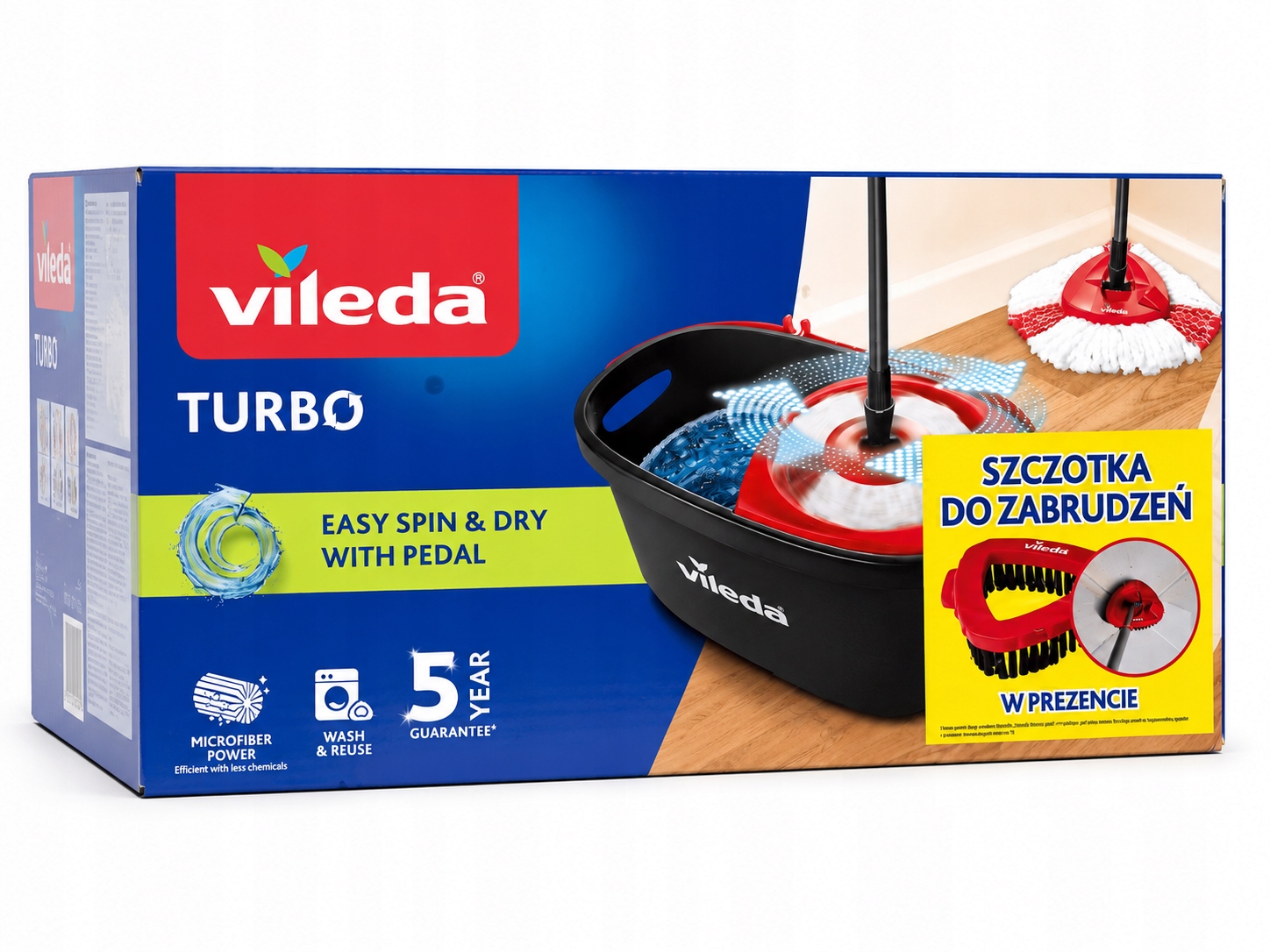 Vileda Turbo Zestaw Easy Spin & Dry z pedałem, szczotka do zabrudzeń