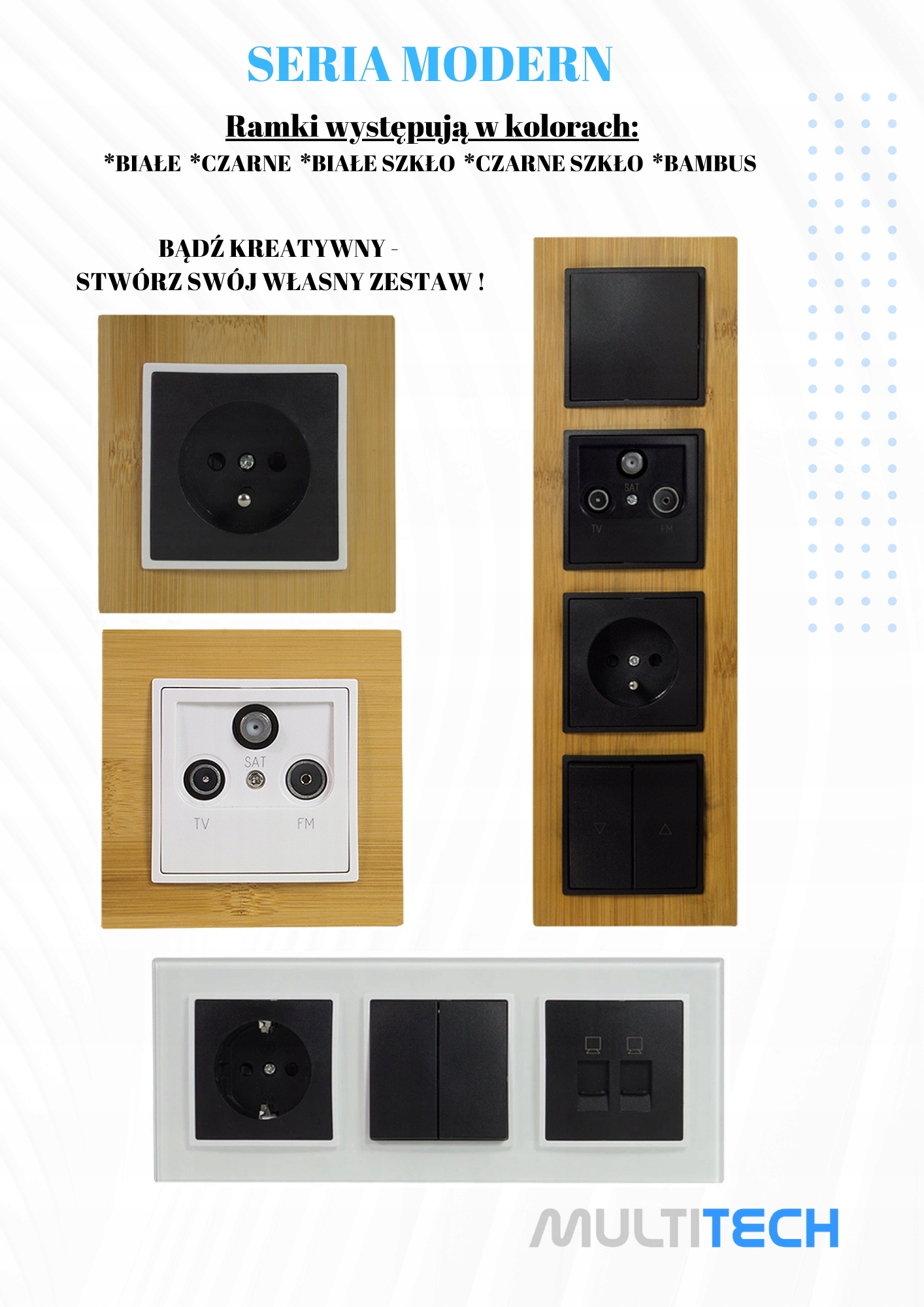 MODERN Przełącznik/ Podwójny schodowy podtynkowy ścienny tworzywo Biały Typ Klasyczny Podtynkowy