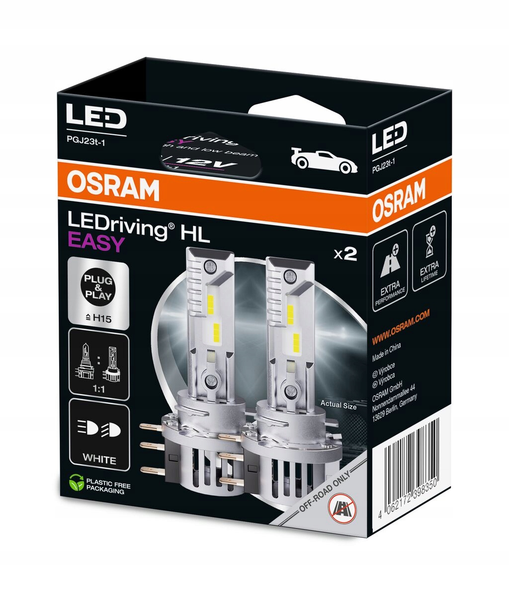 Osram Led H15 Hl Easy Żarówki Mijania Drogowe Drl 6500K Plug Play 12V 2szt