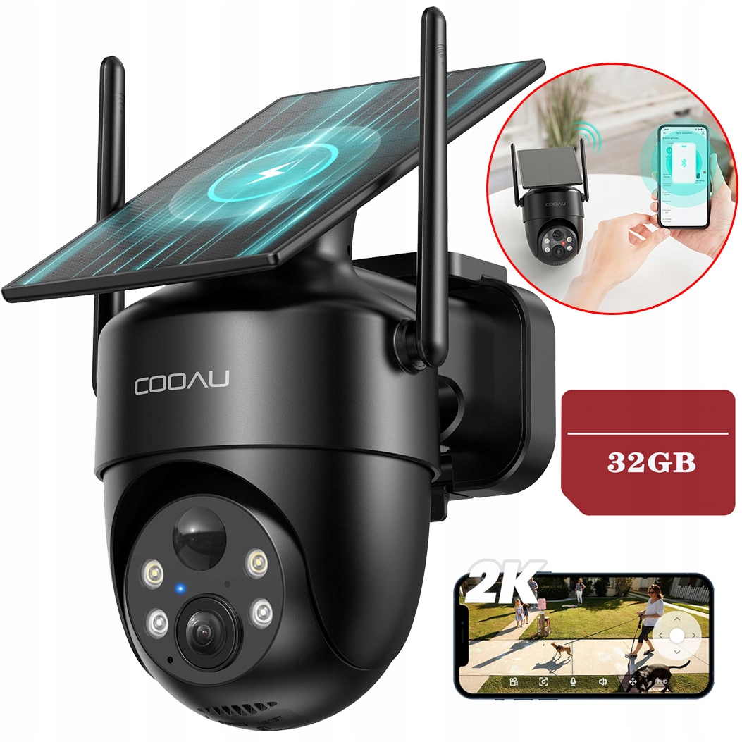 2K Venkovní Solární Bezdrátová Kamera Wifi 3MPx 4xZOOM 32GB
