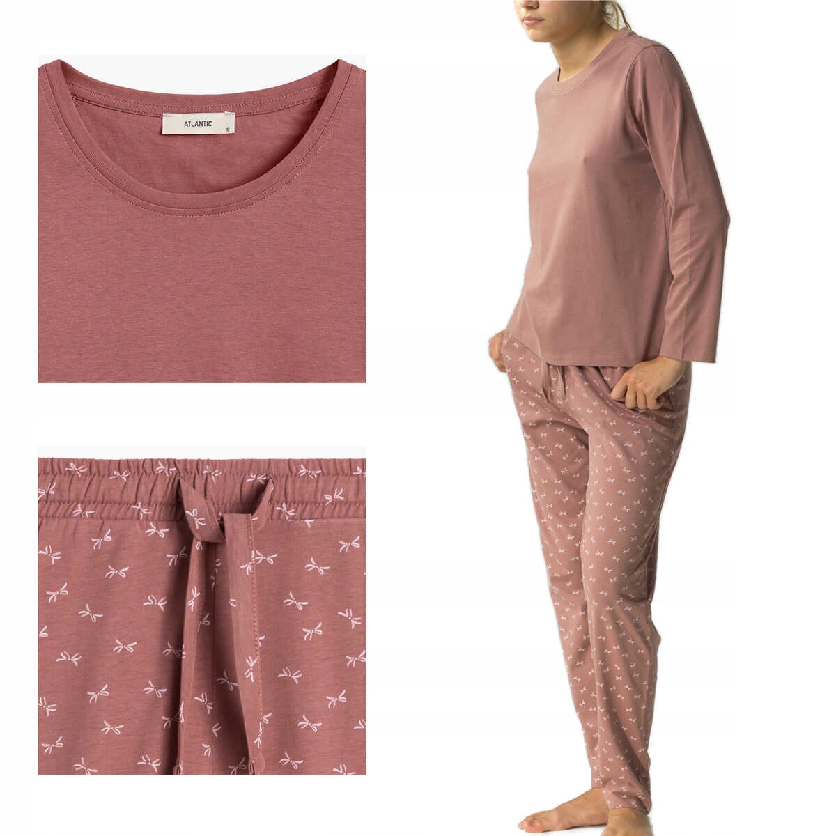Dámské pyžamo Atlantic NLP483/PUDROVÁ/XL