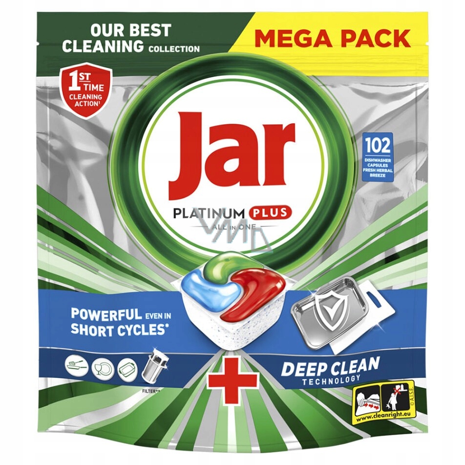 Levně Jar Platinum Plus Deep Clean kapsle do myčky nádobí 102 kusů