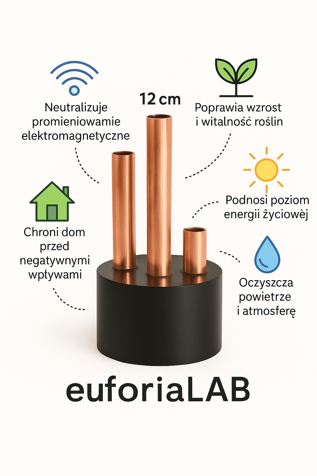 Orgonit Chembuster 3 rurowy Ręcznie Wykonane euforiaZEN